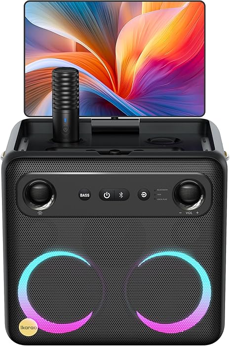 Smart Karaoke Machine for Adults - with Lyrics Display, 64GB Karaoke Tablet, 2 Wireless Mics, Professional Karaoke System, 300W Peak Power, 4 DJ Lights, Karaoke Speaker for Any Occasion