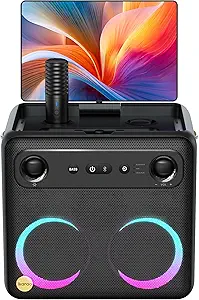Smart Karaoke Machine for Adults - with Lyrics Display, 64GB Karaoke Tablet, 2 Wireless Mics, Professional Karaoke System, 300W Peak Power, 4 DJ Lights, Karaoke Speaker for Any Occasion