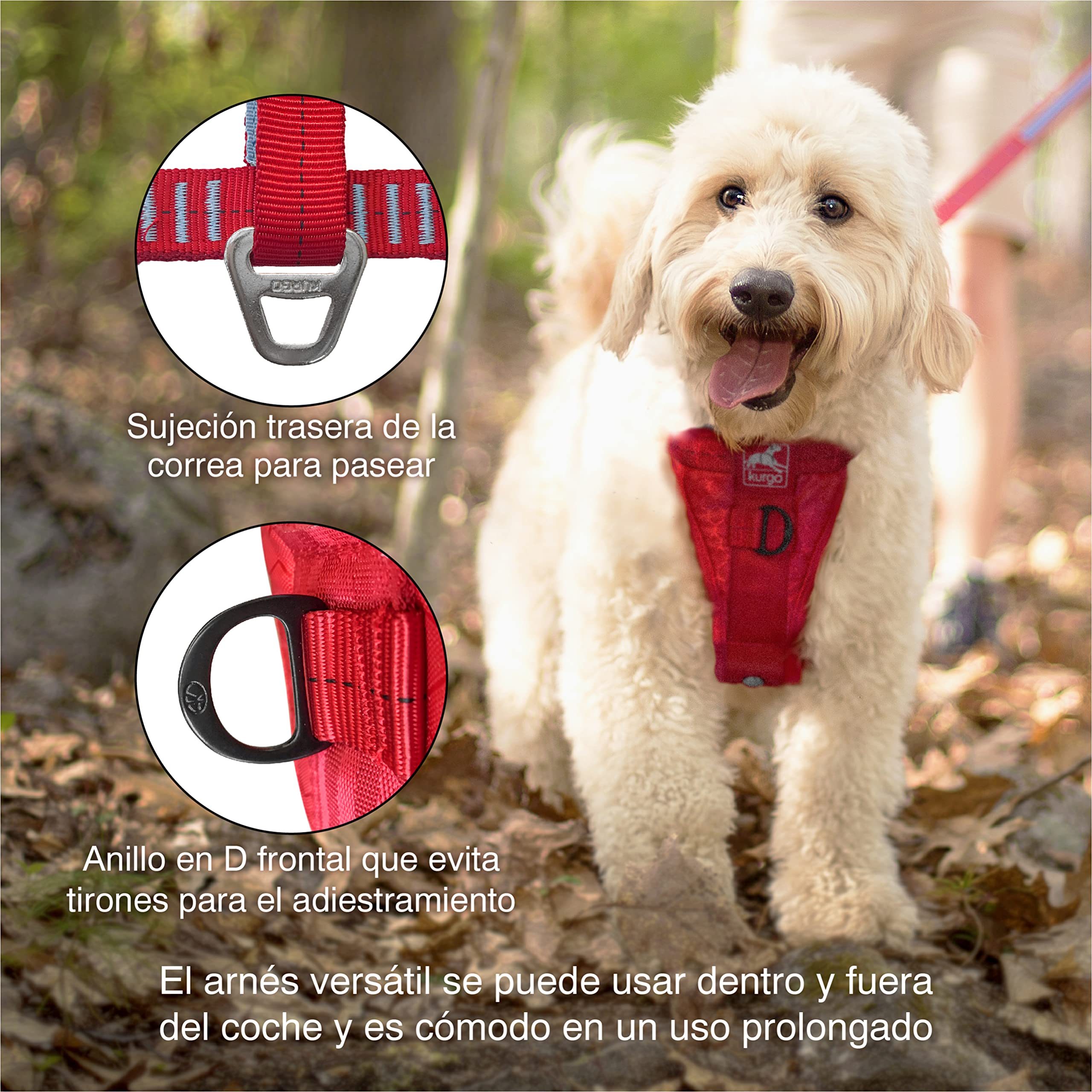 Kurgo Tru-Fit Arnés para Perro, Arnés de Paseo para Perros, Anillo en D para Entrenamiento sin Tirones, Incluye Mosquetón de Seguridad, Gris, S