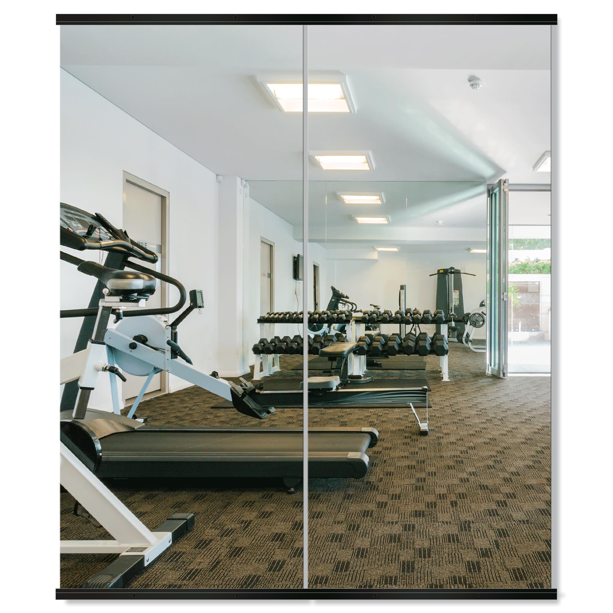 Delma Espejo grande de cuerpo completo para yoga, panel de vidrio montado en la pared sin marco (60 x 25 pulgadas, negro) 2 piezas para el hogar, garaje, dormitorio y baño