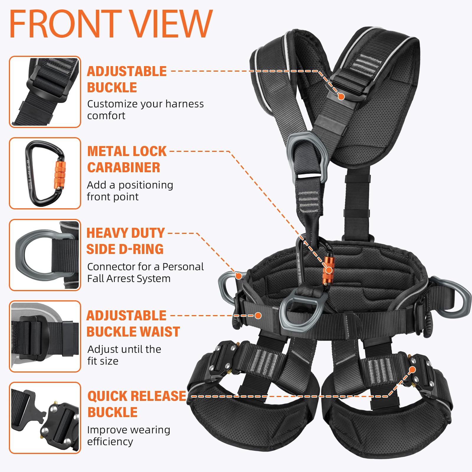 TRSMIMA Safety Harness Fall Protection - Roofing Full Body Climbing Harness — Amazon image 2
