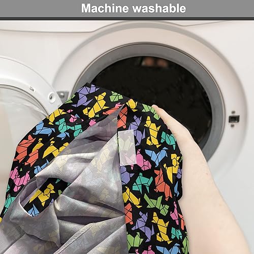 Miniatura 9 de Ambesonne Funda para jaula para perros, patrón con cachorros de raza pura, Bichon Pug Spitz Dachshund Poodle Shih Tzu, fácil de usar, funda para