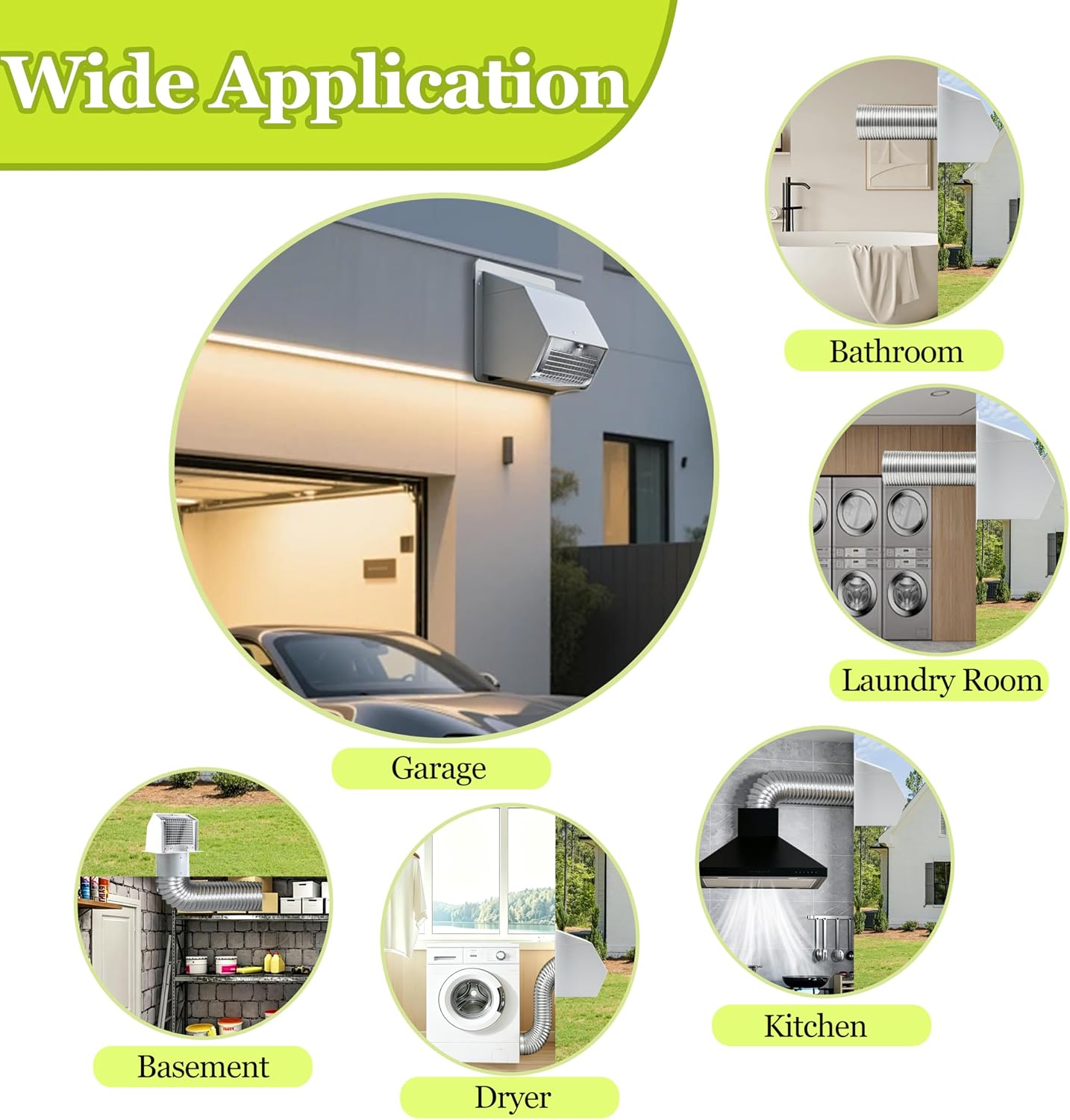 4 Inch Dryer Vent Cover Outside Hooded Wall Vent with Screen and Damper Dryer Vent Cover Outside,External Extractor Wall Vent Hood for House Kitchen Range Hood Air Ventilation, White