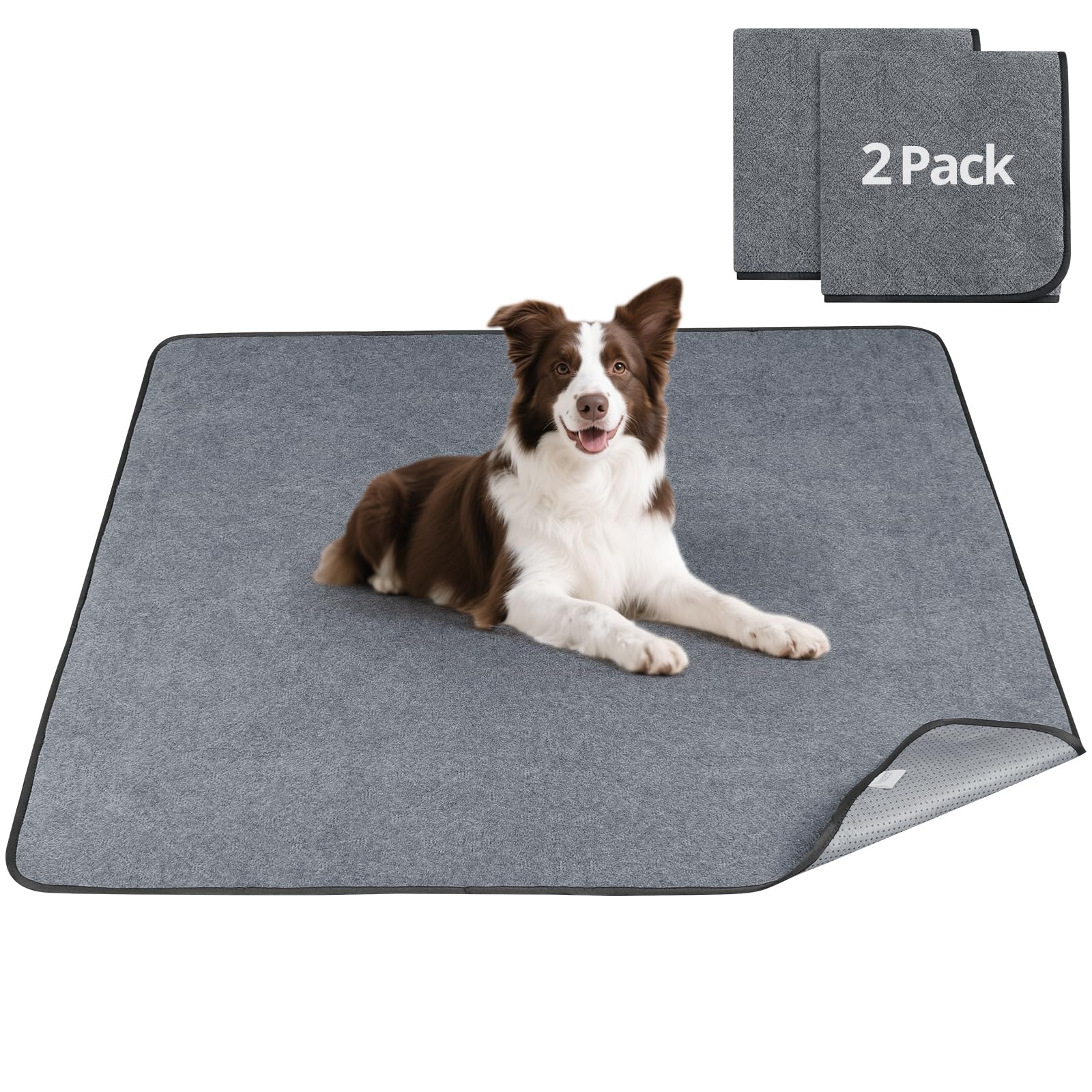 Luvore 2 Pack Washable Dog Pee Pad 122x122cm, Absorb Training Pads Non-Slip Pet Playpen Mat Waterproof Reusable Floor Mat for Whelping Incontinence Housebreaking