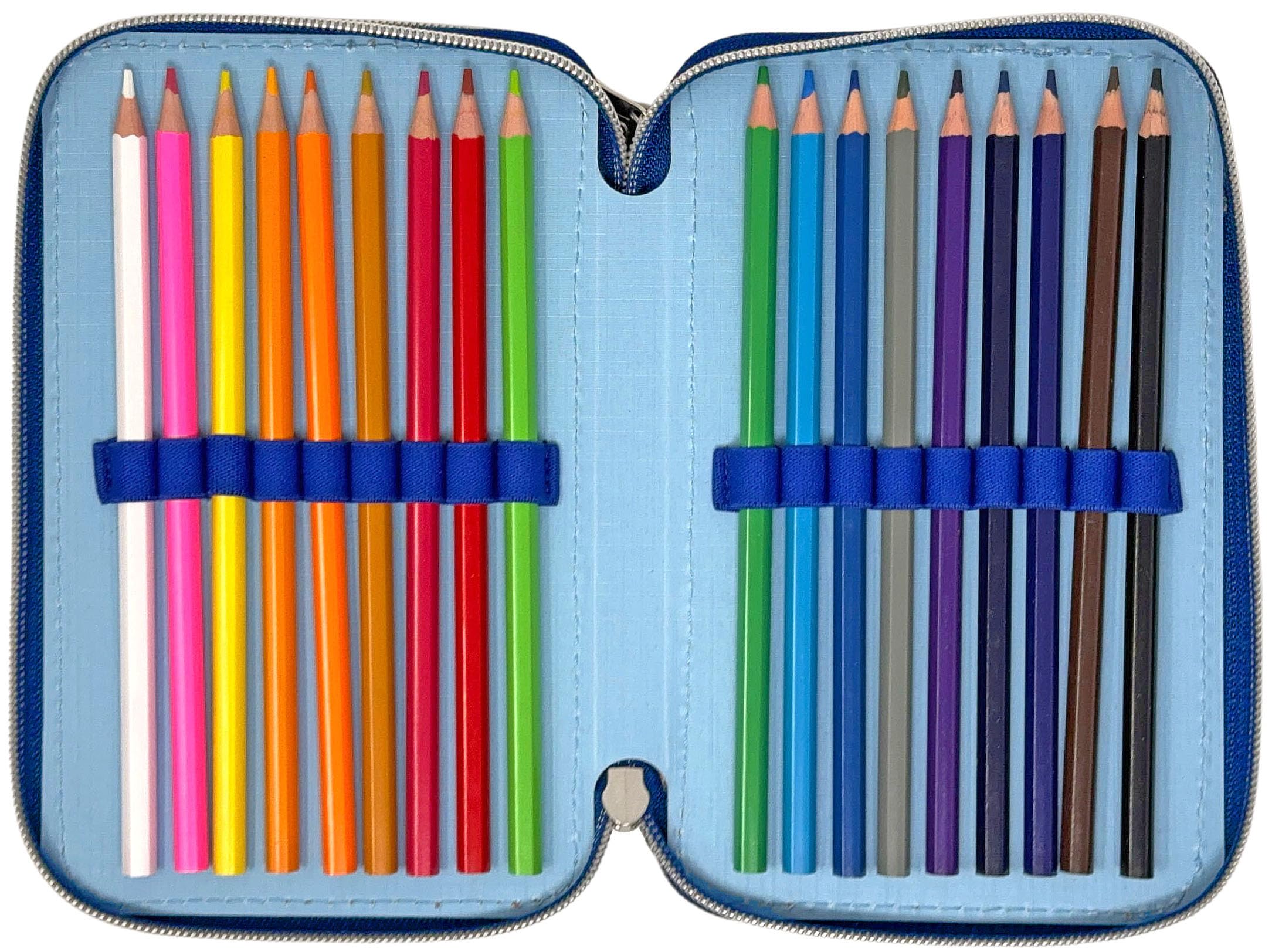 Clondo Trousse 3D à 3 Compartiments pour Enfants, pour Spiderman Fans B, Triplement Garnie, 44 Accessoires pour l'École Primaire, 3 Fermetures Éclair, 20 cm, Crayons
