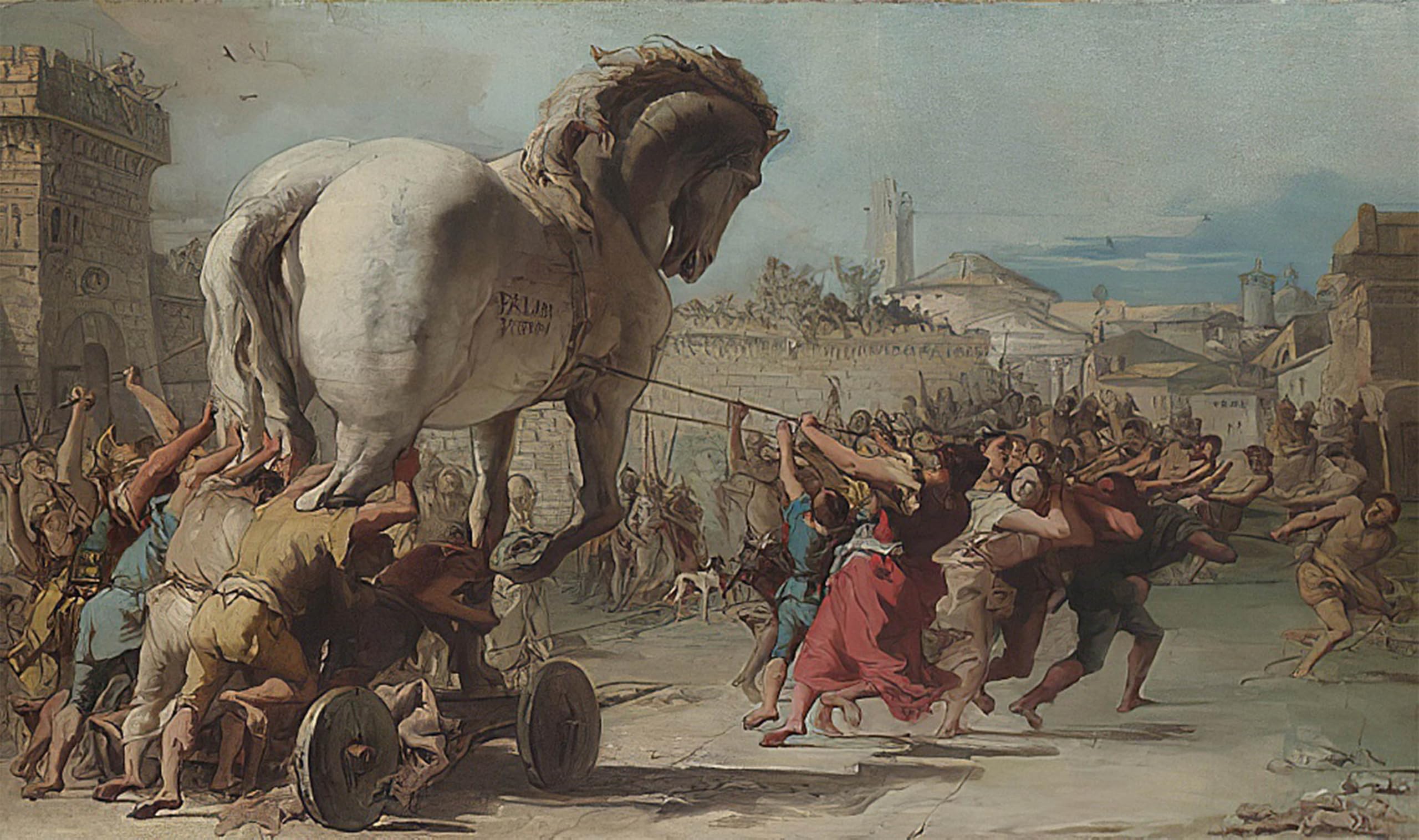 ARTXLXXBN Famous Art Print Poster Vintage Wall Art the Processionof the Trojan Animal to Troy by Domenico Tiepolo Canvas Art Poster for Home Decor 60x90cm