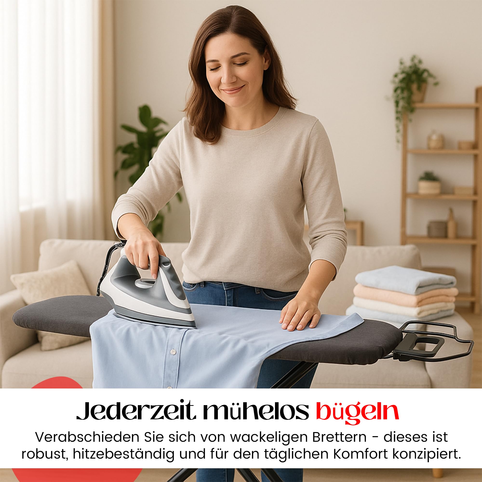 YAR Bügelbrett - Klappständer Bügeltisch für Bügelstation mit Bügeleisenablage, Höhenverstellung, Leicht & Stabil, platzsparend Ironing Board geeignet für Dampfbügelstation, 120x40 cm