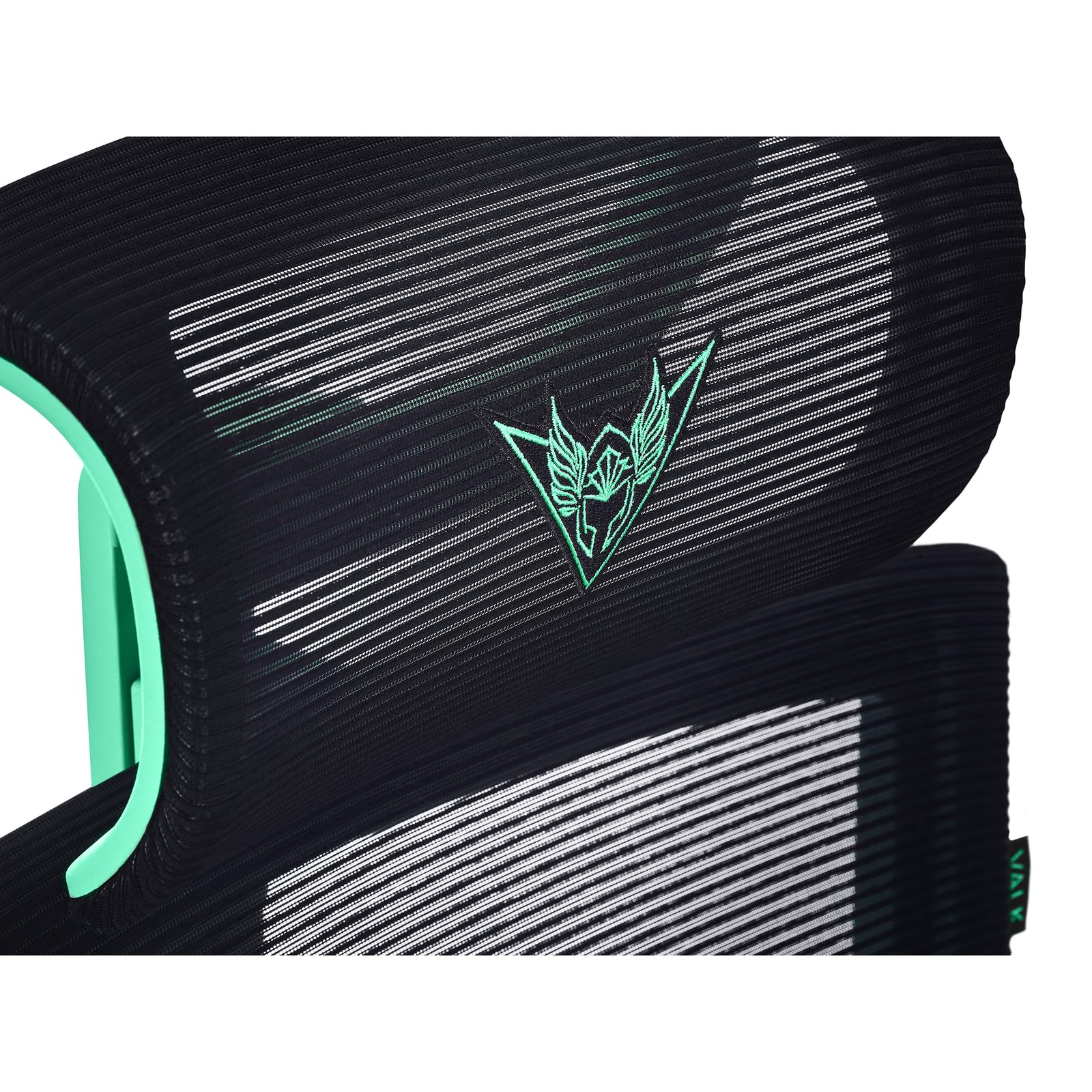 VALK Noma - Silla Gaming de Malla Transpirable, Silla Oficina Ergonomica, Reposabrazos 3D, Base Aluminio, Mecanismo Sincronizado, Reclinable, Asiento Deslizante, Reposacabezas (Negro/Aqua Menthe)