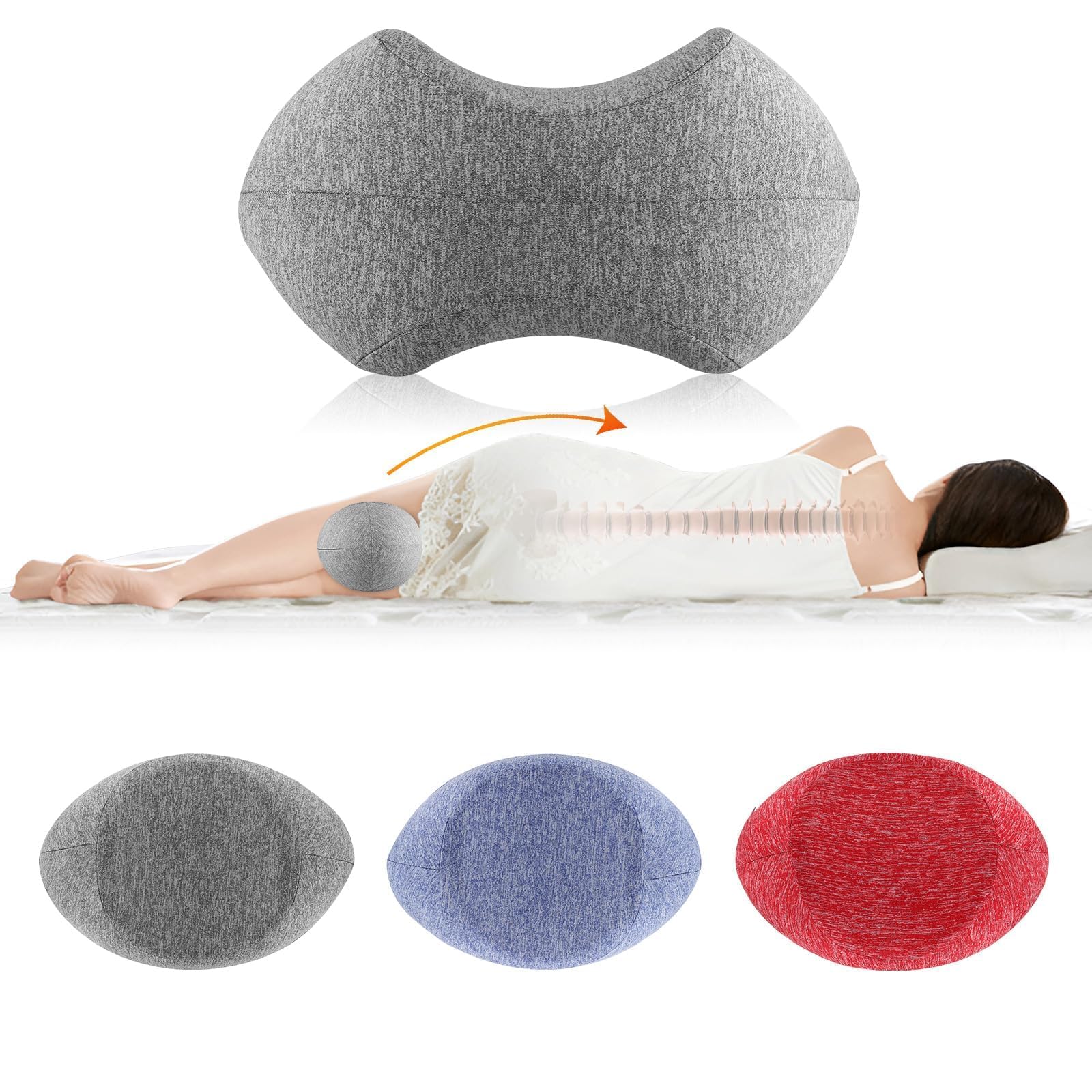 UrbanHomes Almohada para piernas de Espuma viscoelástica de Rebote Lento, Almohada explosiva para piernas, Nueva Almohada de Pierna con Clip, Color Gris Claro