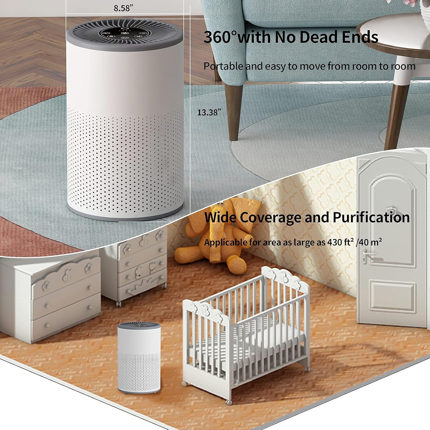 Promo Discount Up To 70% Off Dailytop HEPA Air Purifier with UV Light and Child Safety Lock for Air Purification and Disinfection,UV Air Purifier for Viruses and Bacteria, Remove Smoke Dust Mold Pollen, Applicable Area About 215~430 Square Footage for Home, Office, Hospital, School and/or Hotel