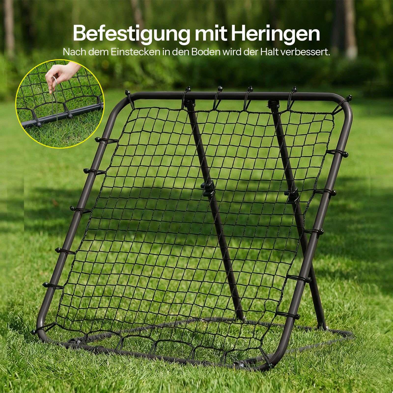 LARMNEE Rebounder für Fußball, Fußball Rebounder, Fussball Rebounder, Höhenverstellbar, Fußbälle Training Ausrüstung, 100 x 85 x 100 cm, für Sportplatz