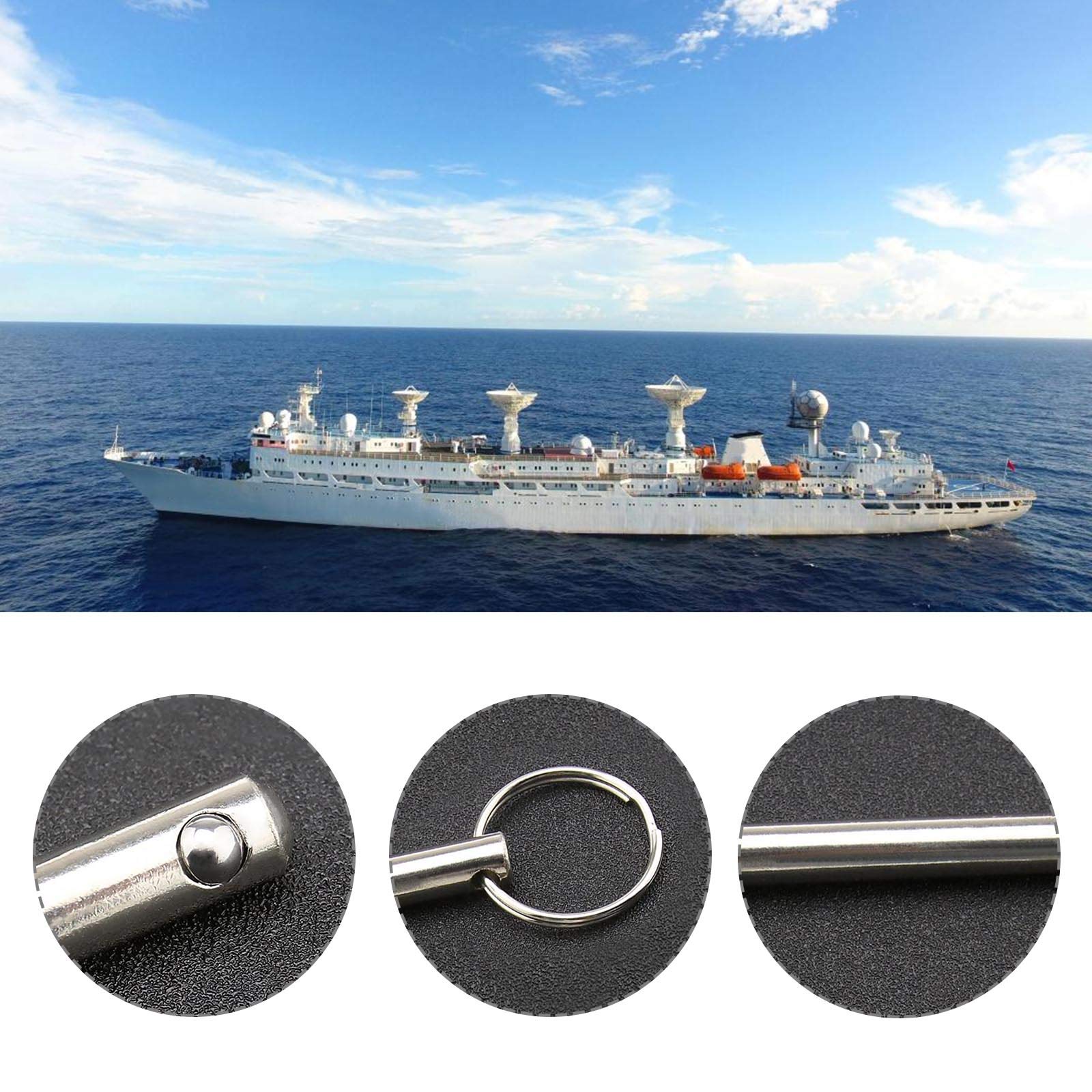 4 perni a sgancio rapido con estremità a sfera caricata a molla, in acciaio al carbonio nichelato Bimini Top Pin - 6 x 60 mm e 8 x 78 mm