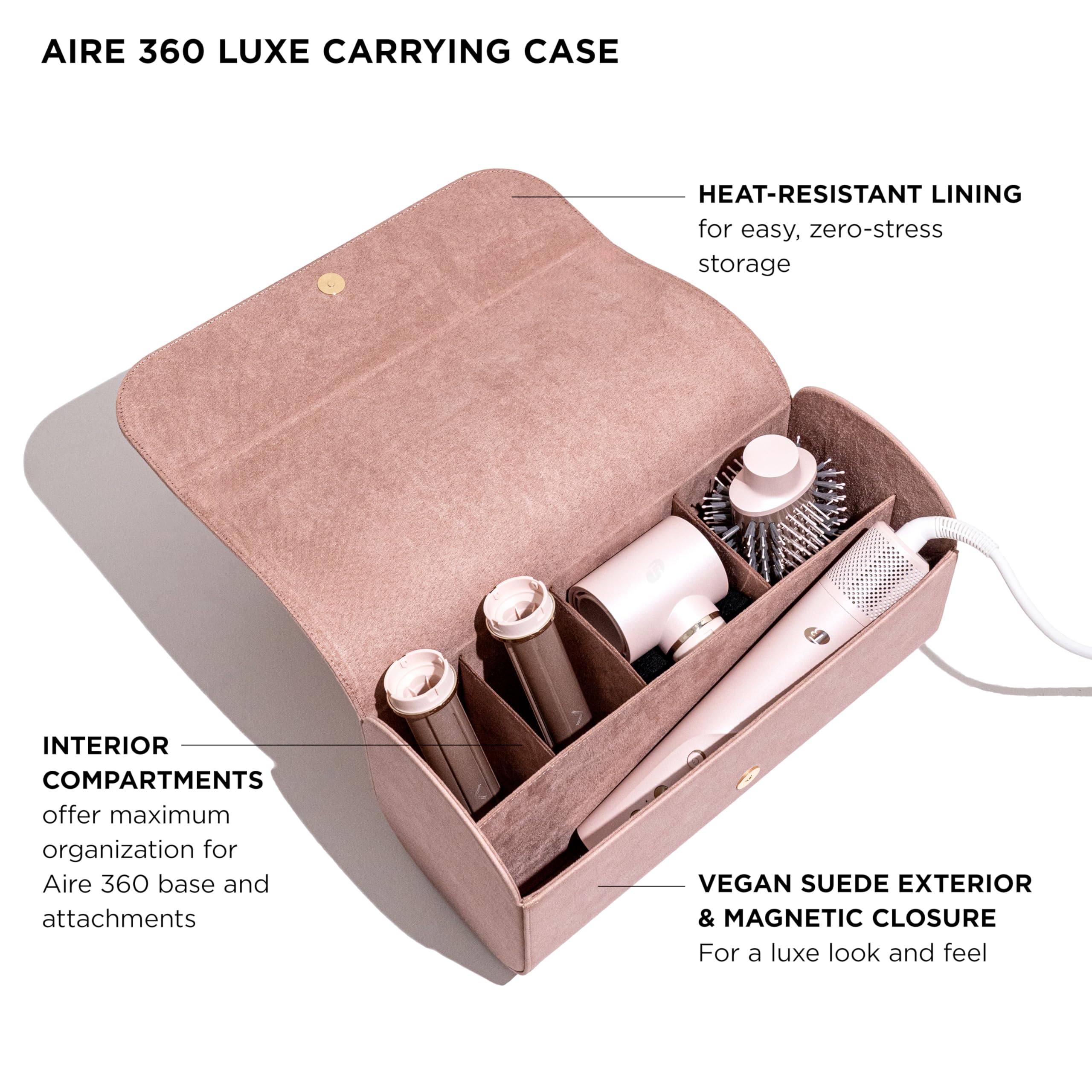 T3 Aire 360 Multi-Styler & Blowout System with Luxe Carrying Case, Rapid Drying Hair Dryer, Ceramic Curling Attachments, Oval Brush & Drying Concentrator | Blowouts & Long-Lasting Curls: Case Included Satin Blush