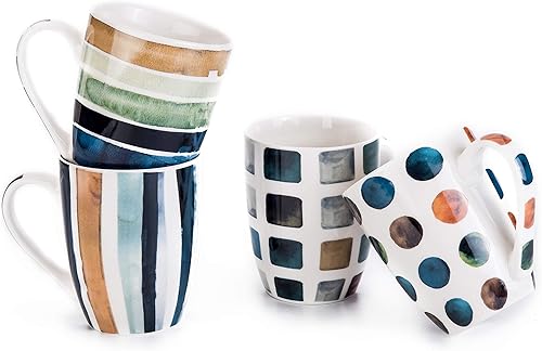 Juego de 4 tazas de café con patrones de mårmol de 11.5 oz, juego de tazas de té de ceråmica.