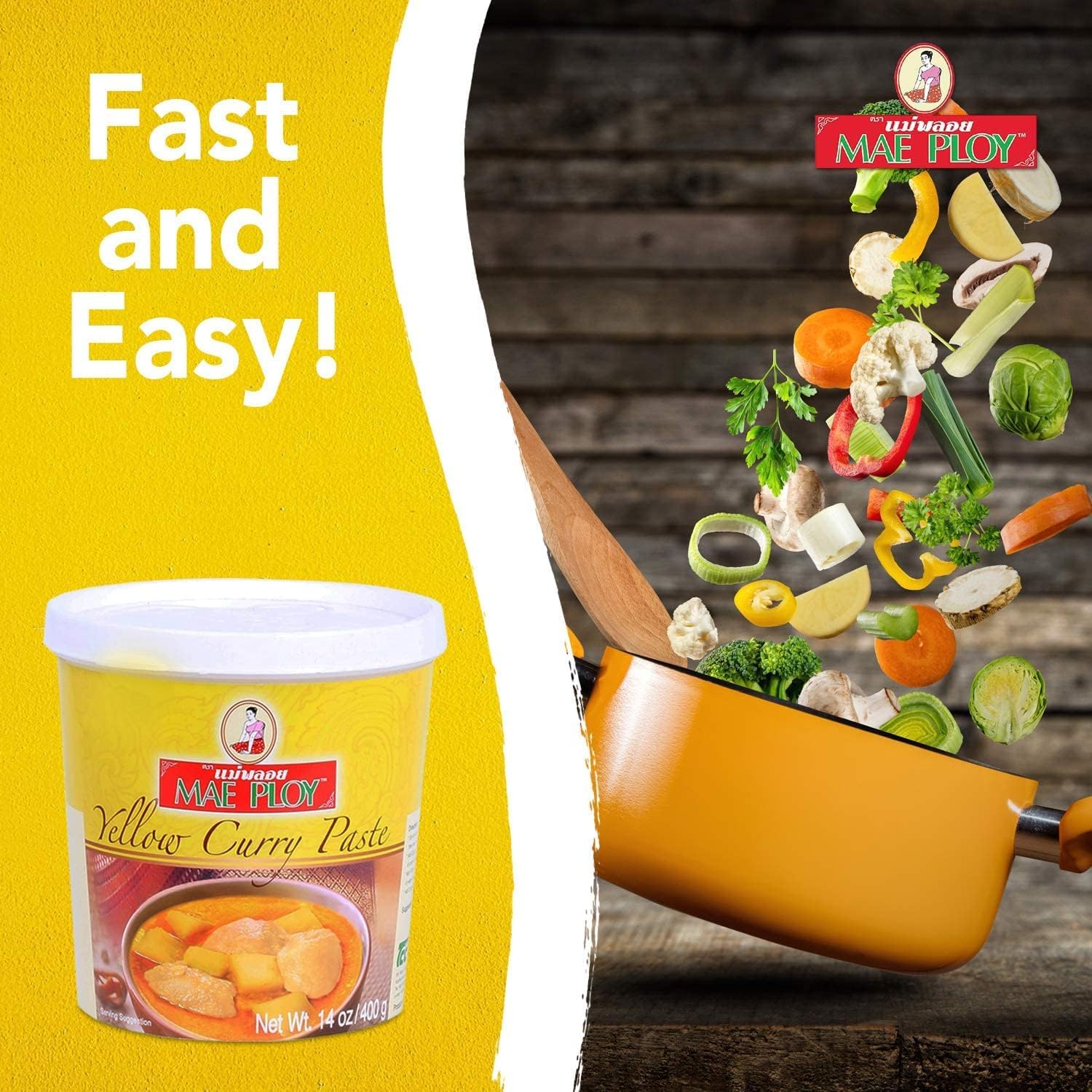 TLT FOODS - PACK 3x Mae Ploy Curry en pasta Tailandés (Rojo, Amarillo, Verde) - 3x400g