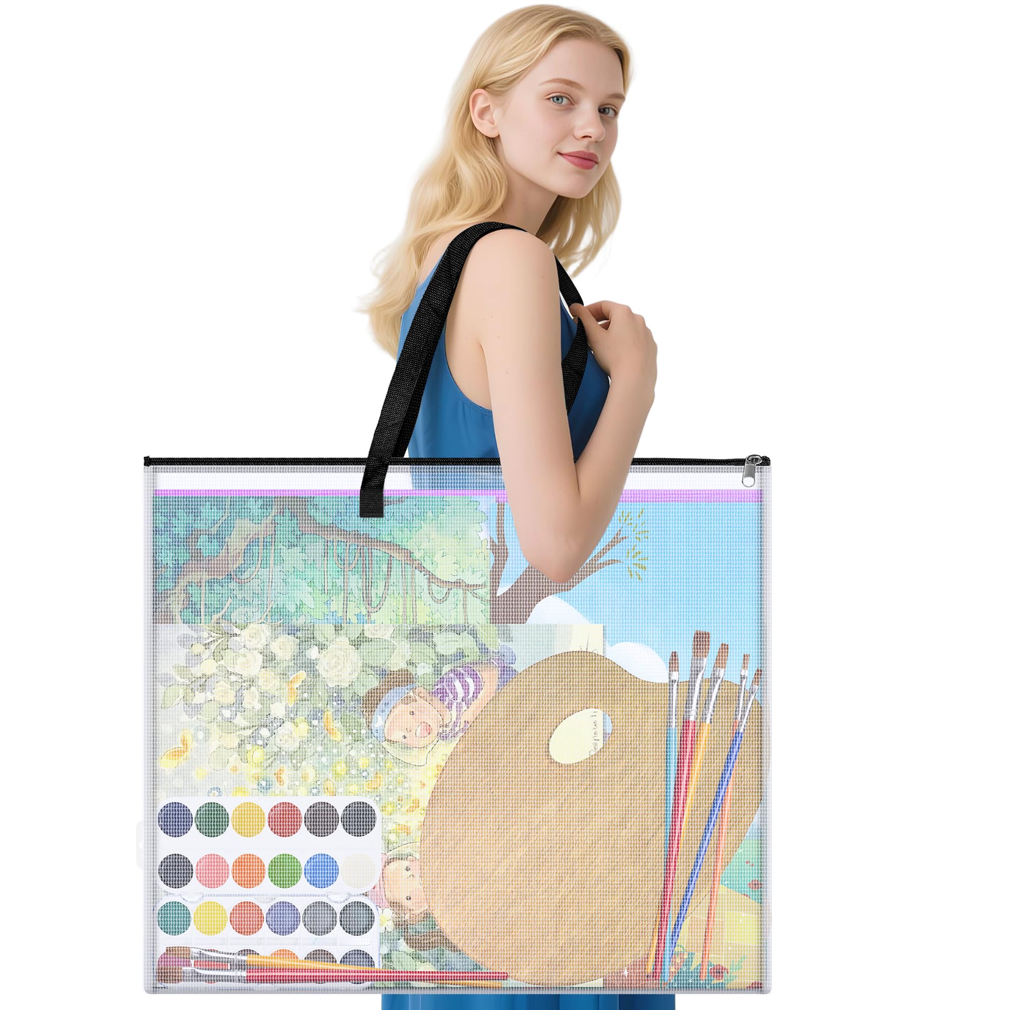 AKAYOK 20x26 inch Art Portfolio Bags, Artwork Storage Case with Handle and Zipper, Mesh Waterproof Folder Organizer for Bulletin Boards, Scrapbooks,