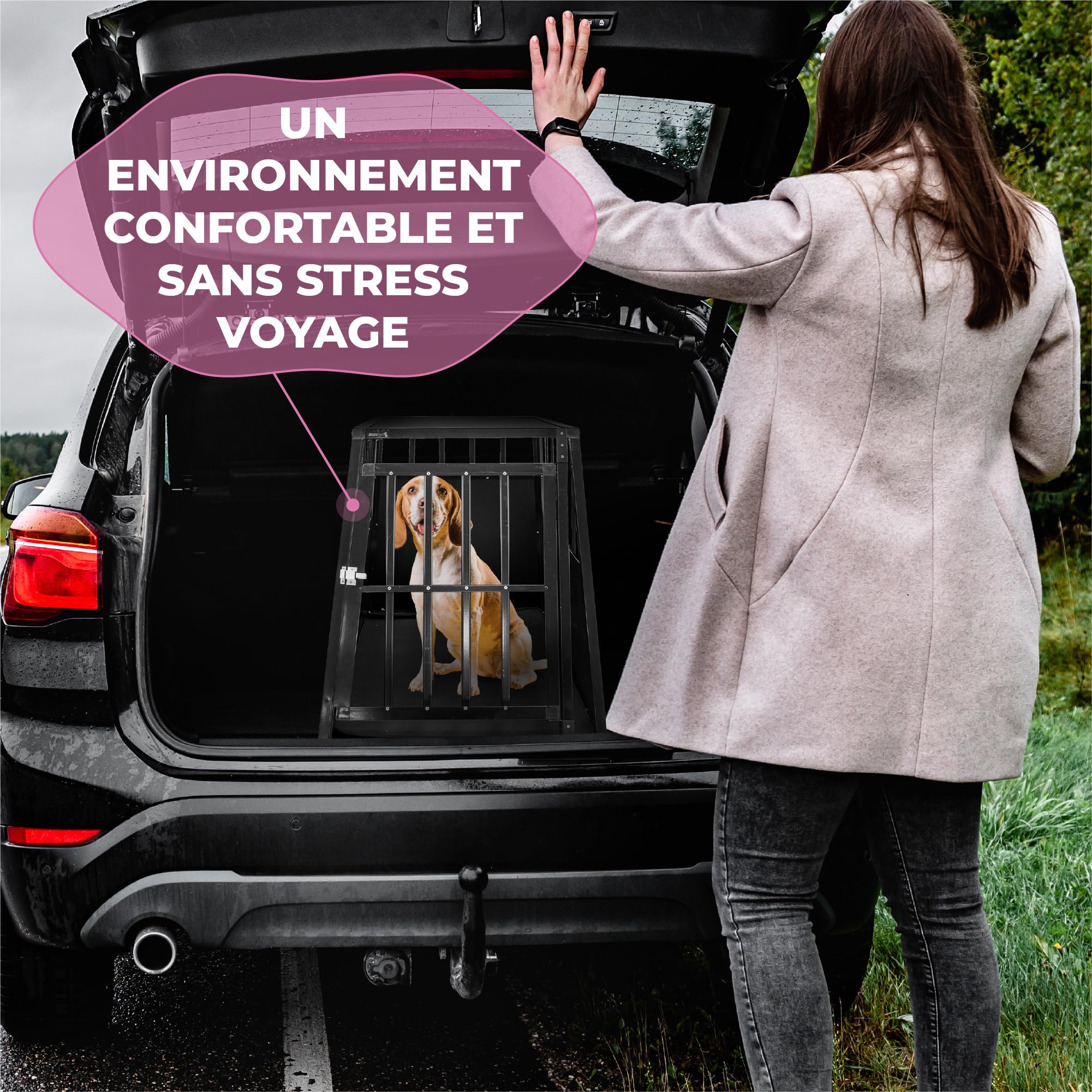 MaxxPet Cage pour chien de voiture - Taille XXL - En aluminium - 65 x 91 x 69 cm