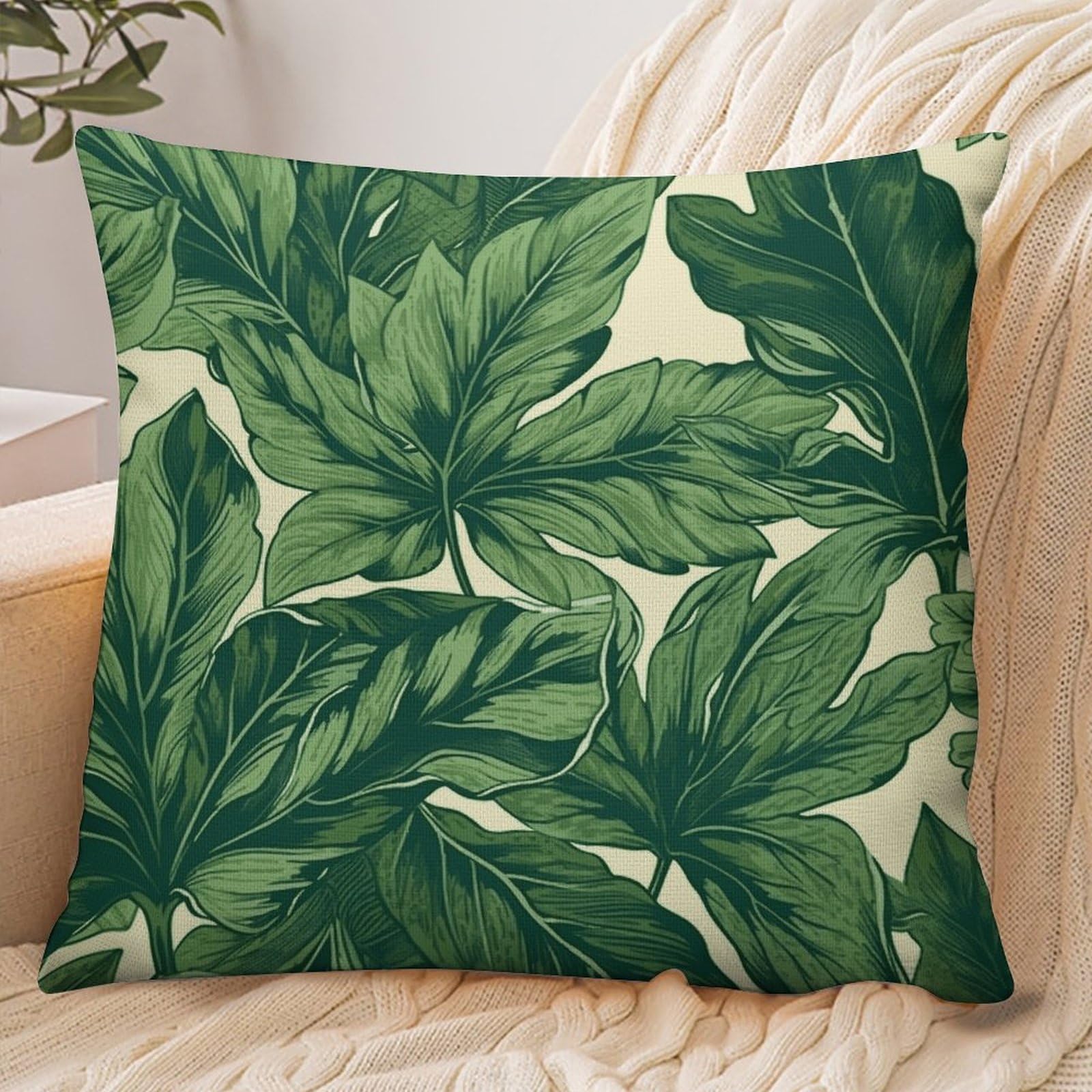 Fekiloot Style Green Foliage Botanical Pillowcase Pillow Sham Pillow Case
