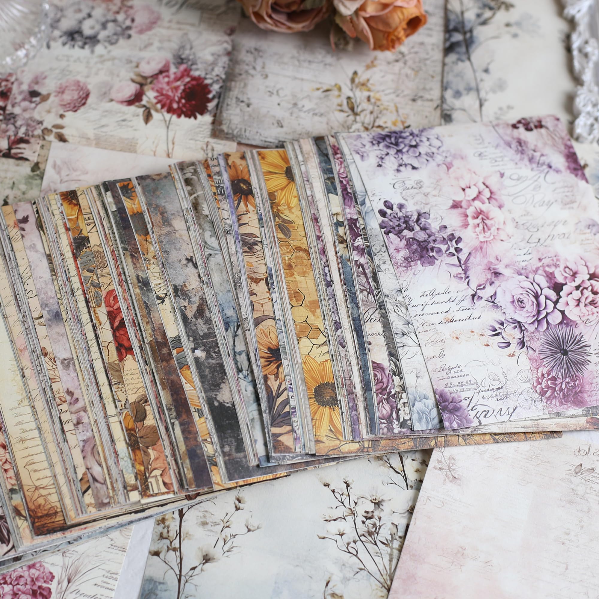 Vintage Flower Scrapbook Paper - 160 Sheets -7 Vintage Flower Scrapbook Paper - 160 Sheets -7