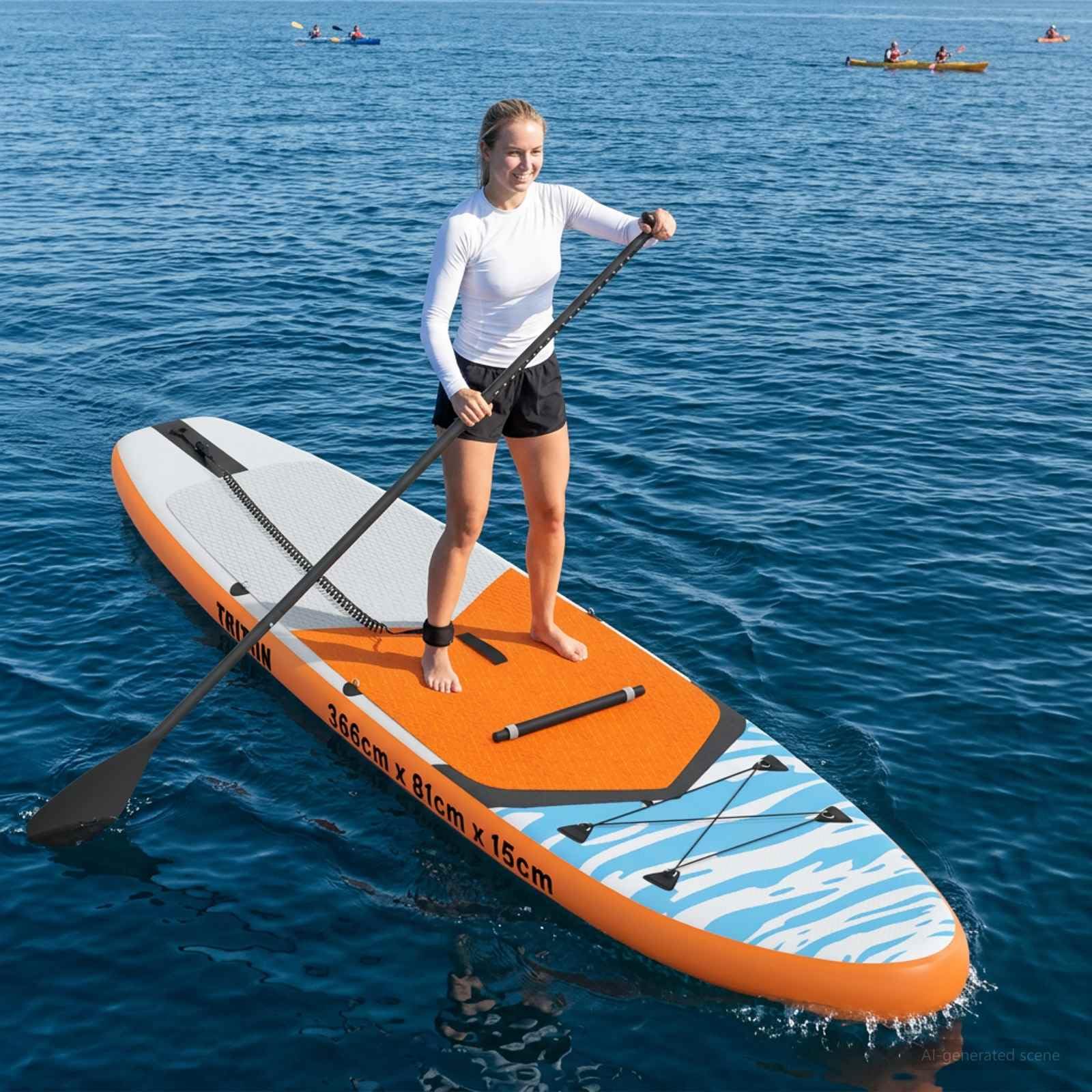 Mangloder - Tabla de surf con asiento 2 en 1 para deportes acuáticos, portátil, tabla de yoga y touring para río lago, incluye bomba, aleta, leash, mochila para adultos