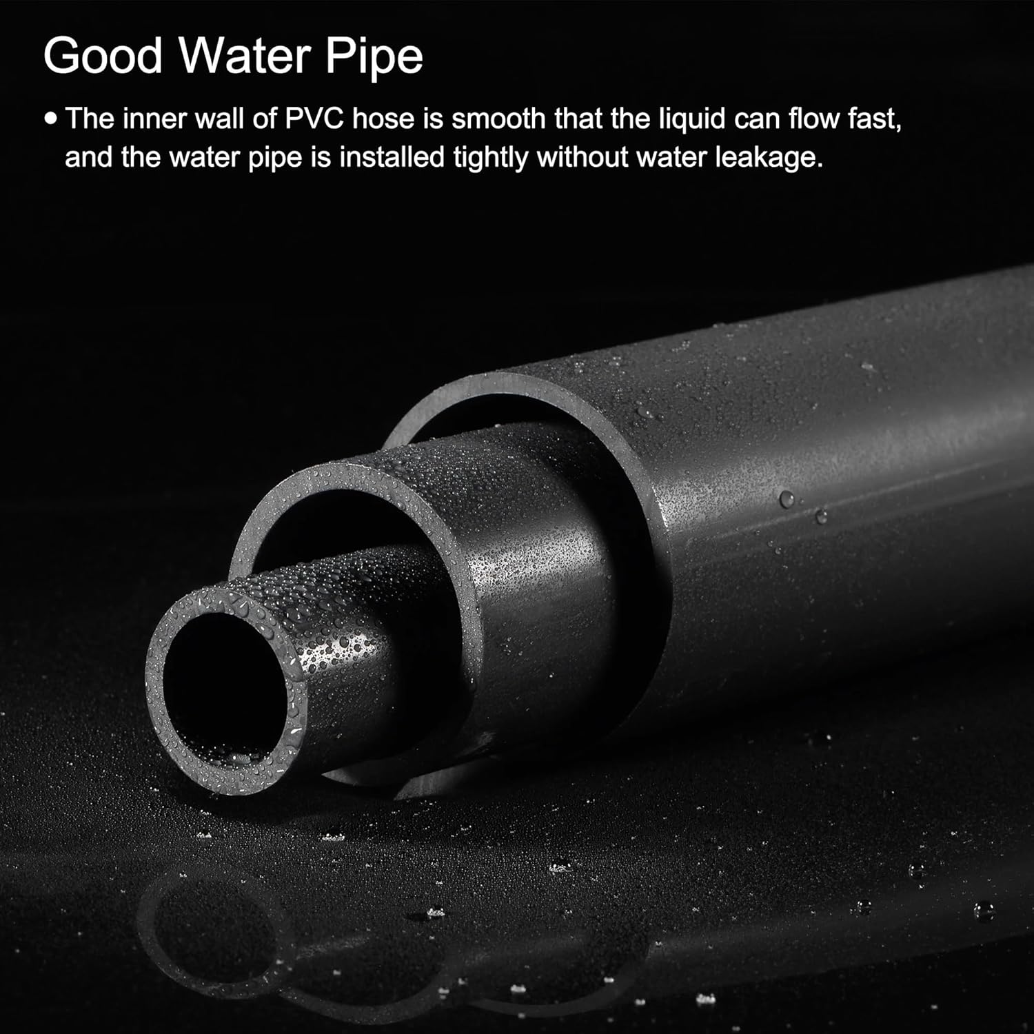 0.5m Long Black PVC Pipe Rigid Round Tube High Impact for Water Pipe Crafts Decoration Cable Sleeve Irrigation Watering Fittings(21mm ID x 25mm OD)