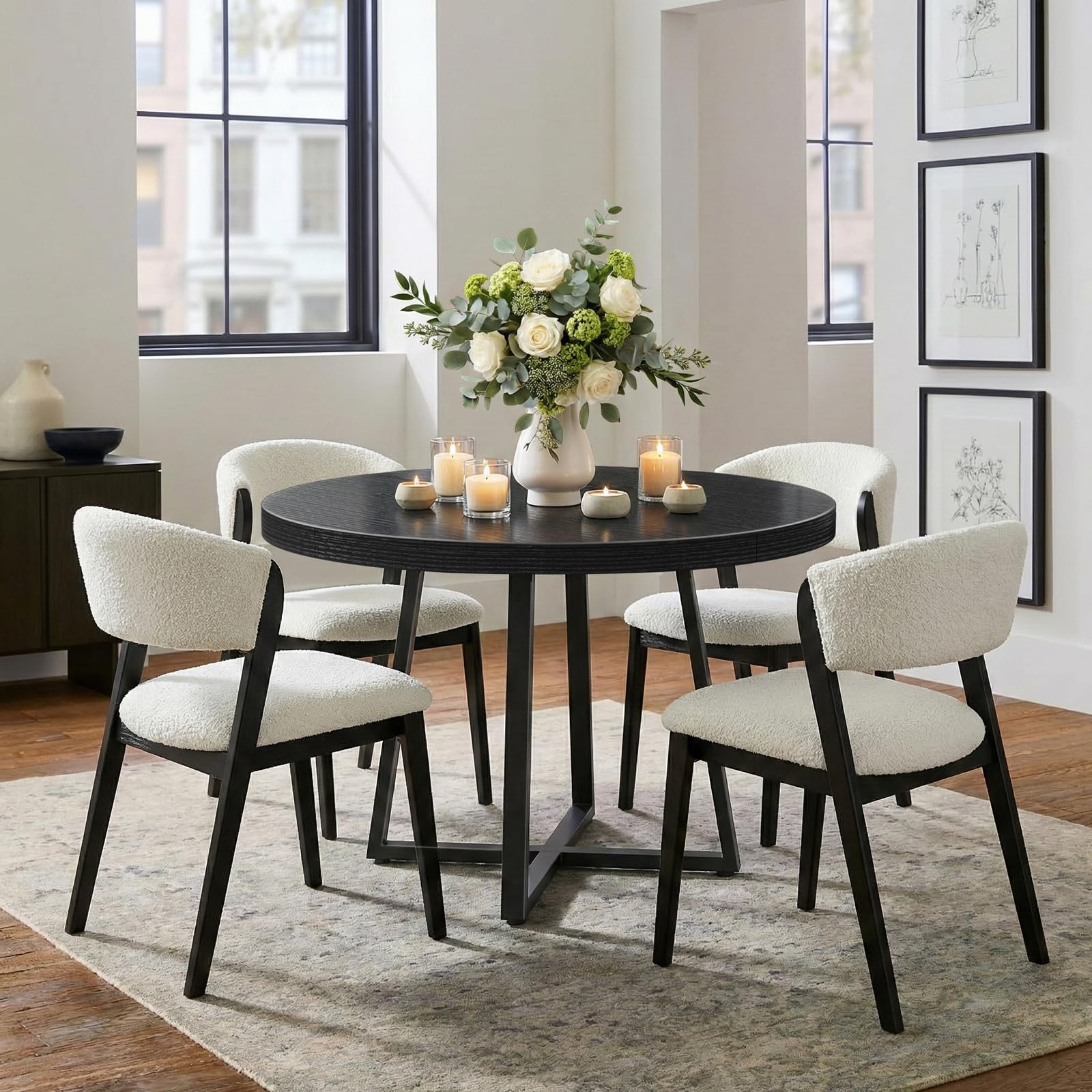 NUTIKAS 42 Inch Modern Black Table