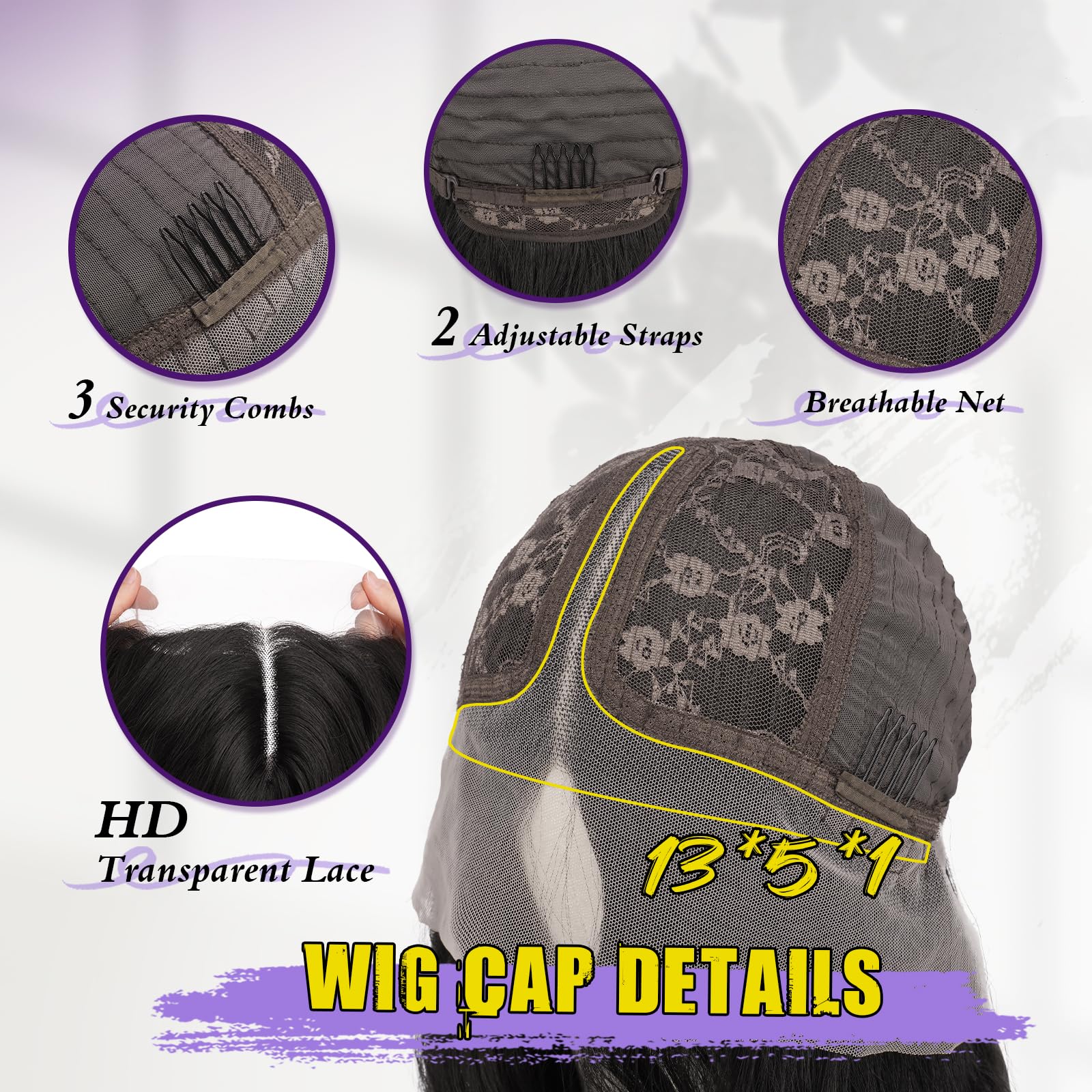 FESHFEN Lace Frontal Peruki Długie Falowane Peruka HD Koronkowym Peruki Syntetyczne Włókna z Włosy Naturalnym Wyglądem dla Kobiet, 70 cm Naturalna Czarny