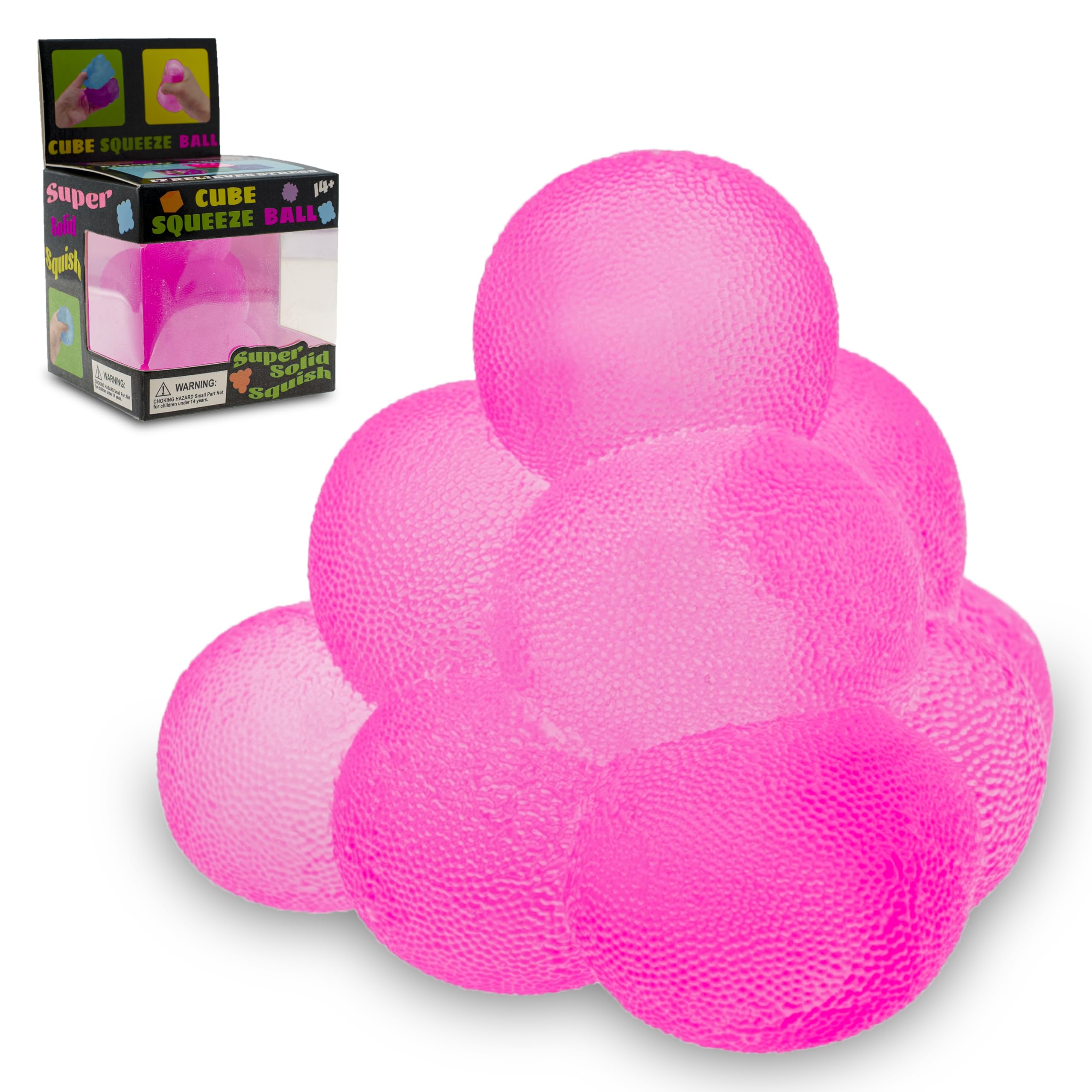 Sensory Fidget Toys Stress Ball Cube, Squishy Squeezy Ice Cube Sugar Ball for Kids Adults, Maltose Filled Squeeze Toys for Boys Girls, Slow Rising Stretchy Balls Anxiety Relief for ADHD Autism (Pink)