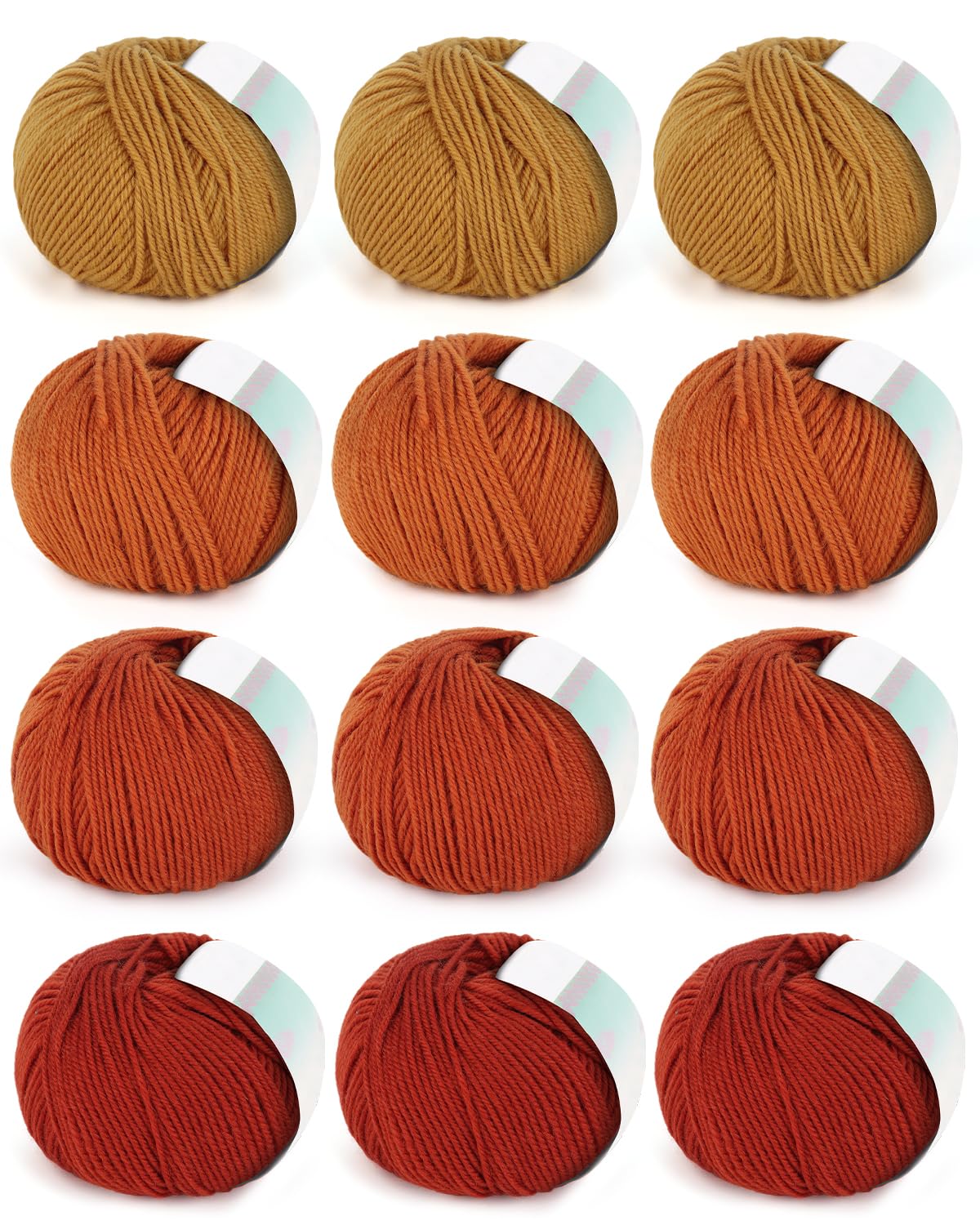 Coopay Yarn for Crocheting, 12 Premium Wool Yarns - 98% Wool 2% Cotton, 1.76oz, 164yds - Crochet Yarn for Clothes, Scarves, Blankets, Shawls (Orange