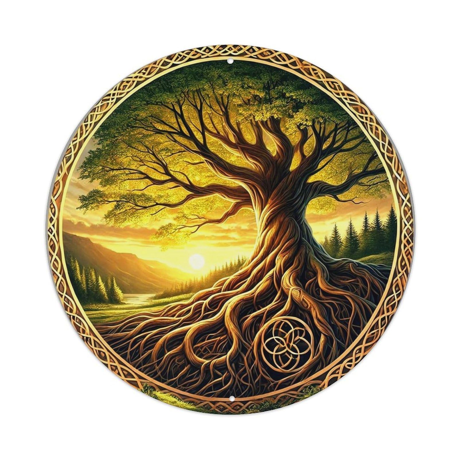 Jdyansheng Vintage Celtic Tree Of Life Pattern Tin Sign Metal Poster Metal Signs For Home Man Cave Bar Cafe Kitchen Laundry Room Wall Decorations 8X8 Inches