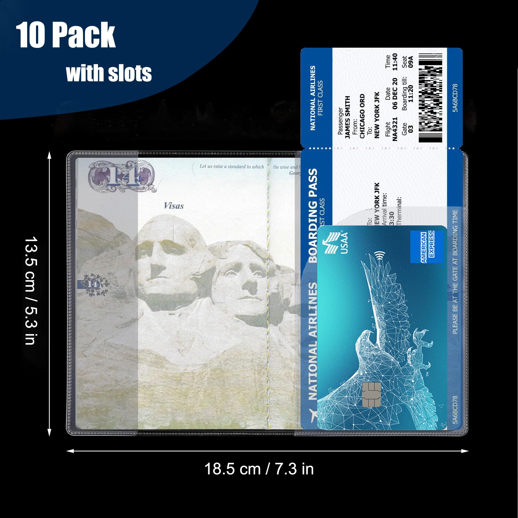 Étui de Protection Transparent pour Passeport, étui de Protection étanche, Pochette Transparente en Vinyle pour Carte d'embarquement et Carte d'identité, Lot de 10