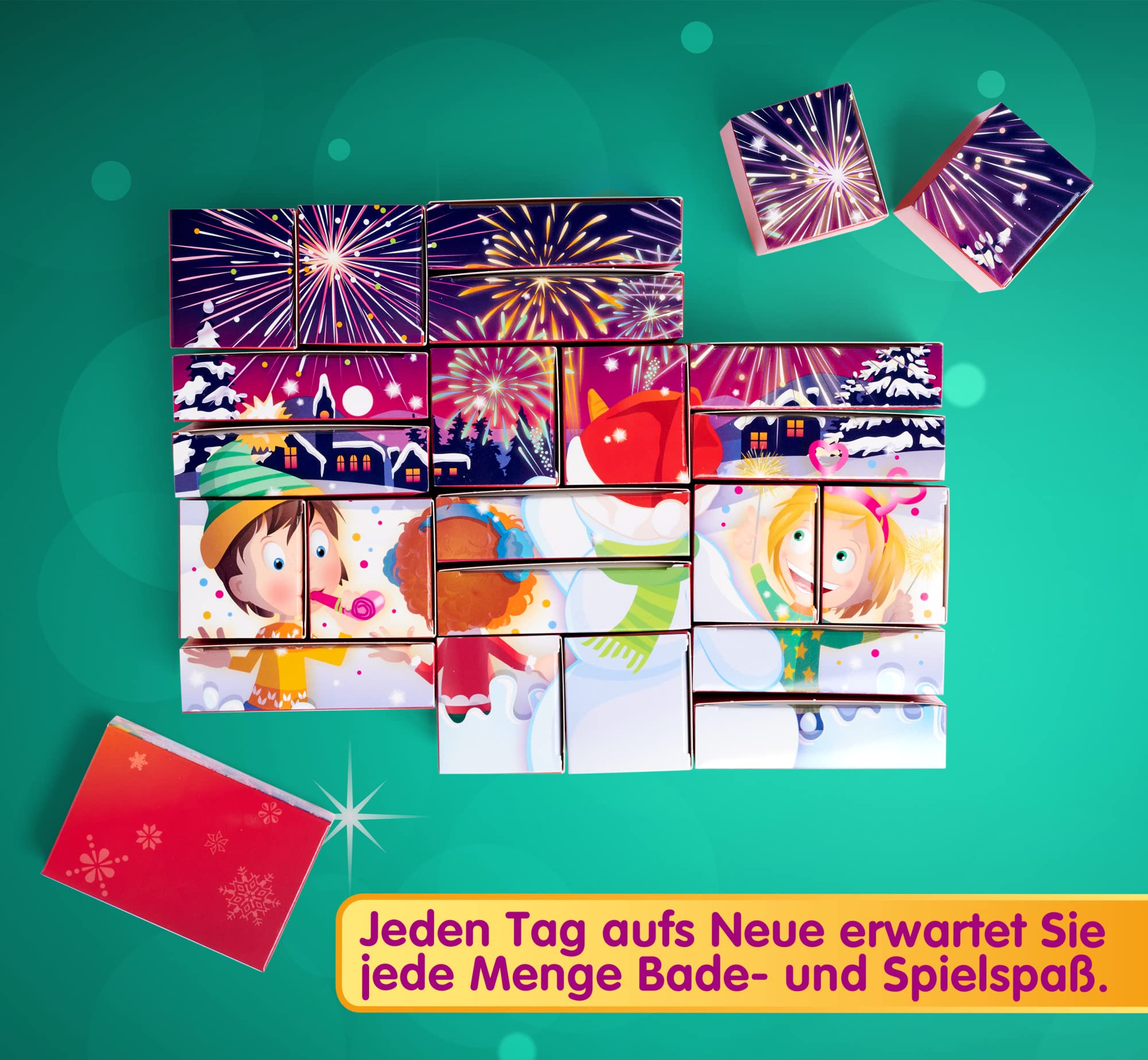 Simba 105953614 - Glibbi Adventskalender, 24 Überraschungen, Badewannenspielzeug, Badespaß, Badebombe, Glibber, Schleim, Badekugel, ab 3 Jahren
