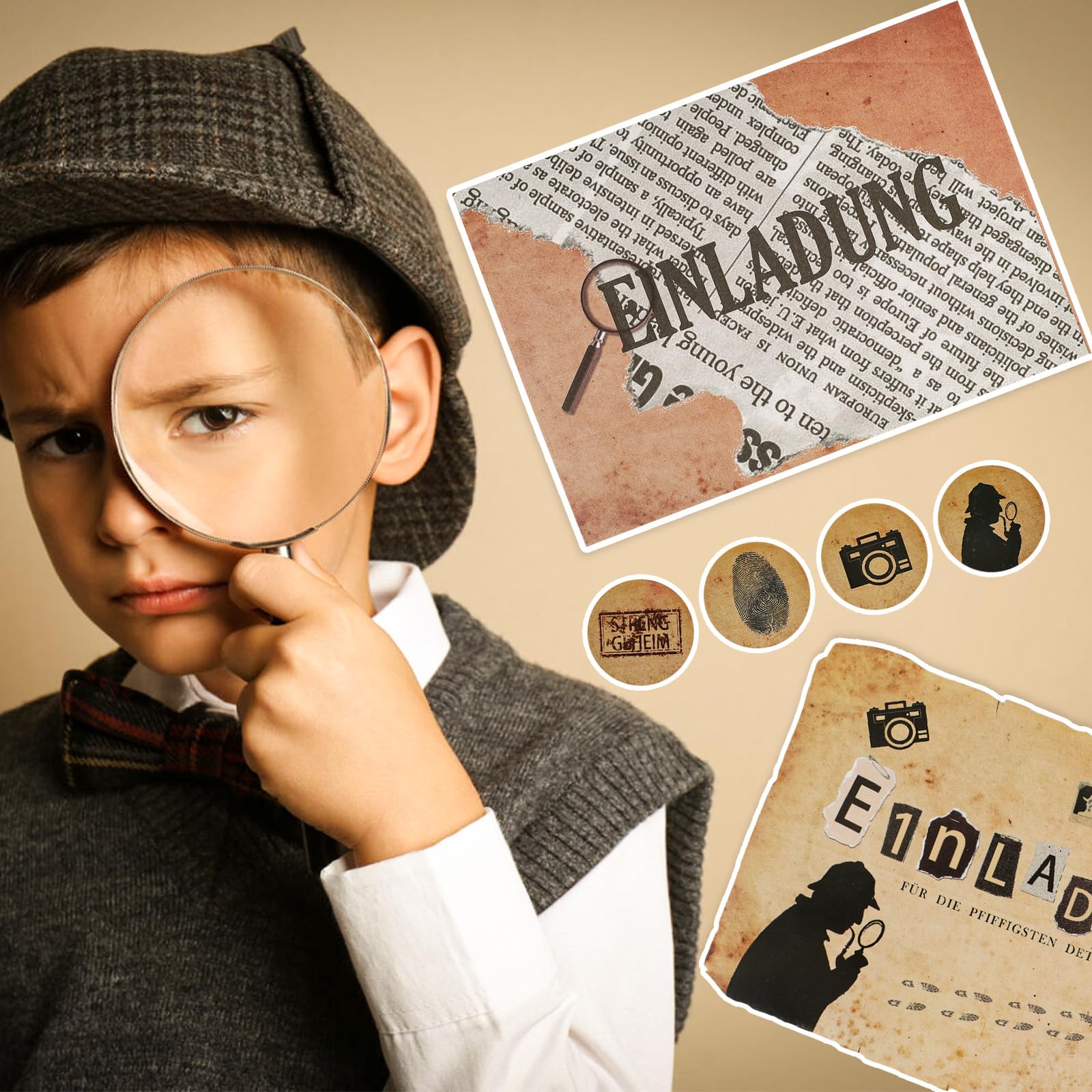 Xinfin Lot De 12 Cartes D'invitation Avec Détective - Format A6 - Pour Anniversaire D'enfant - Pour Garçon Et Fille - Invitation Parfaite à Une Fête