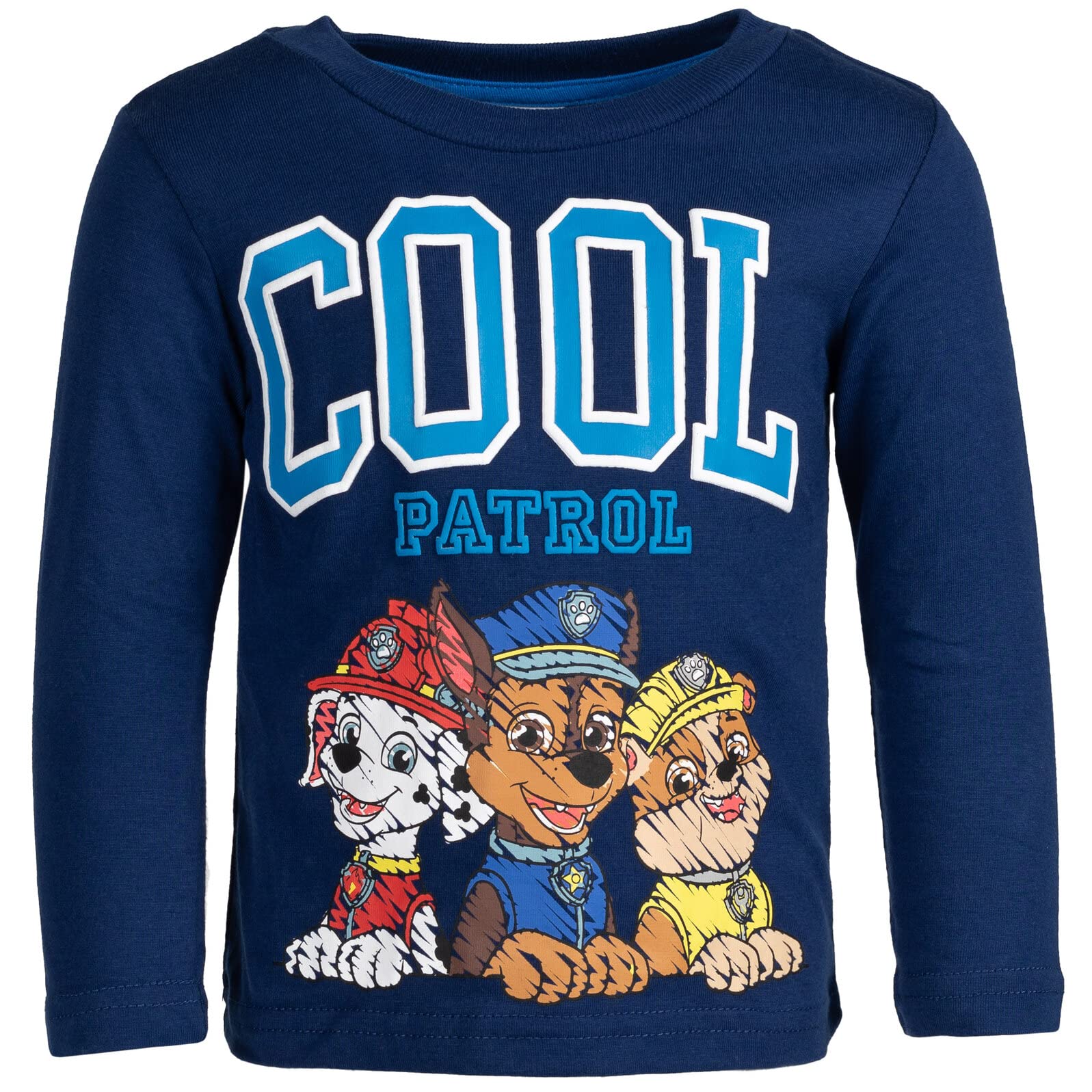 Paw Patrol Nickelodeon Marshall Chase Rubble - Paquete de 2 camisetas gráficas para bebés y niños grandes, Azul/ Gris, 3 años