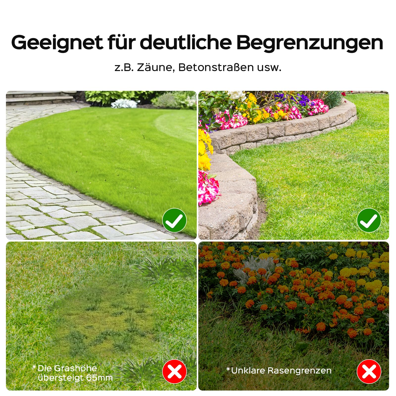 YARDCARE V100 Mähroboter ohne Begrenzungskabel, mit Vision-Navigation, Hindernisvermeidung(150 Arten), 4,0 Ah Akku Rasenmäher Roboter, Rasenroboter mit Ersatzklingen, Geeignet für kleine Gärten
