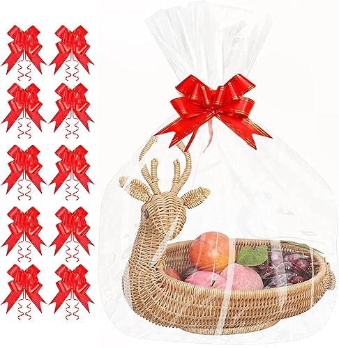 JOYIT 50 bolsas de celofán transparentes grandes (18 pulgadas x 30 pulgadas)  Envoltura de celofán más gruesa de 0.118in para cestas de regalo,