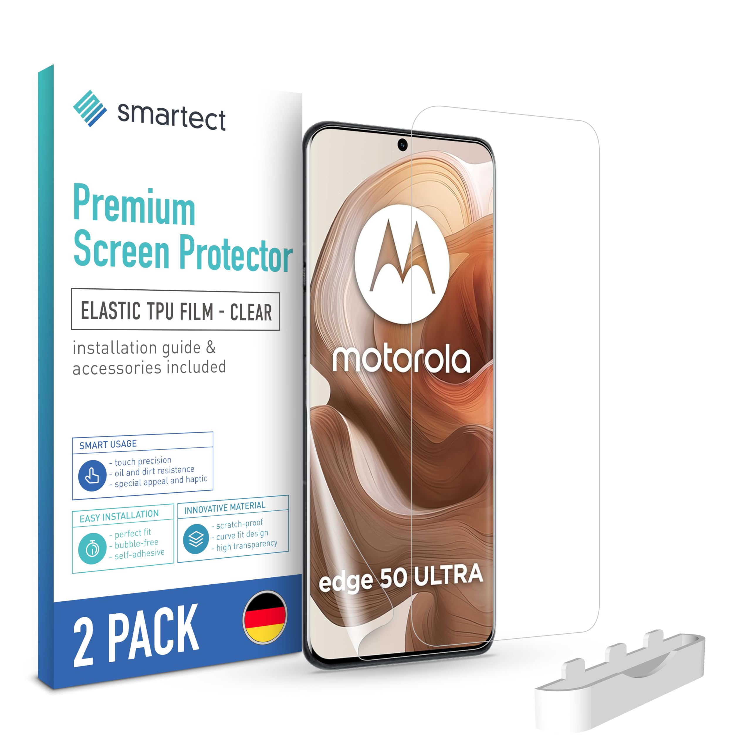 smartect TPU Ochraniacz Ekranu 2 Sztuki dla Motorola Edge 50 Ultra | Folia Ochronna Anti-Zarysowania, Ultra-przezroczysta, Bez Pęcherzyków, Anti-Odciski Palców, Przyjazna dla Etui