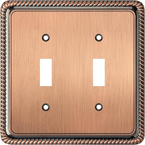 Miniatura 8 de Henne Bery Placa decorativa de pared con borde de cuerda, cubierta de tomacorriente (dúplex simple, 2 unidades, cobre antiguo)