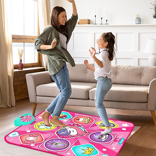 Miniatura 2 de Kusntin Tapete de baile mezclador de baile tapete de juego de ritmo almohadilla de baile rosa con luces LED volumen ajustable música integrada 5