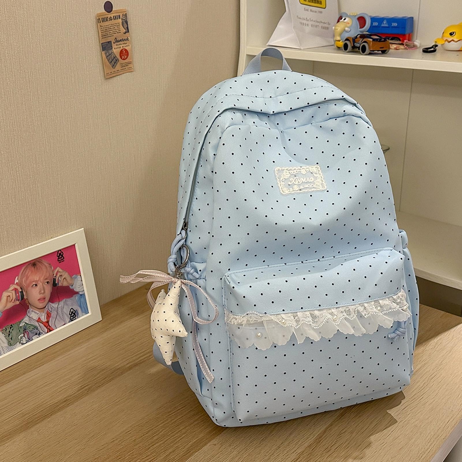 Generico Zaino Aesthetic Zaino scolastico in pizzo capiente e leggero | Zaino Scuola Ragazza Per La Scuola, Zoo, Attività, Feste, Spuntini, Giocattoli, , Giardino, Campeggio E Picnic
