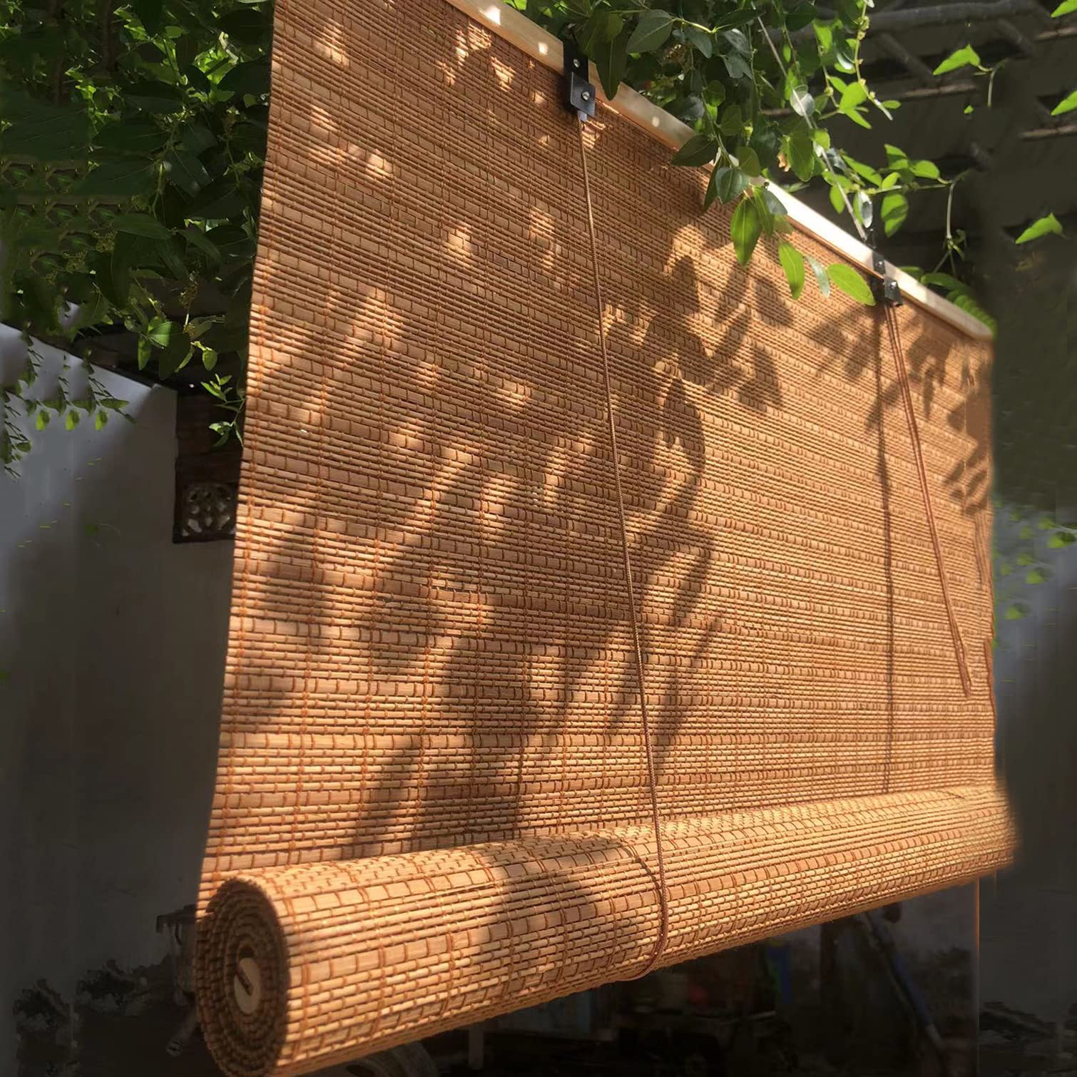 Rideau de décoration en bambou pour patio et jardin ombragé