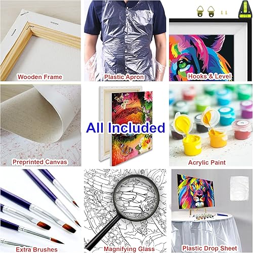 Miniatura 2 de N NEXFINITY ONE Pintura por números para adultos con marco para principiantes o niños en lienzo de 16 x 20 pulgadas con pintura al óleo acrílica