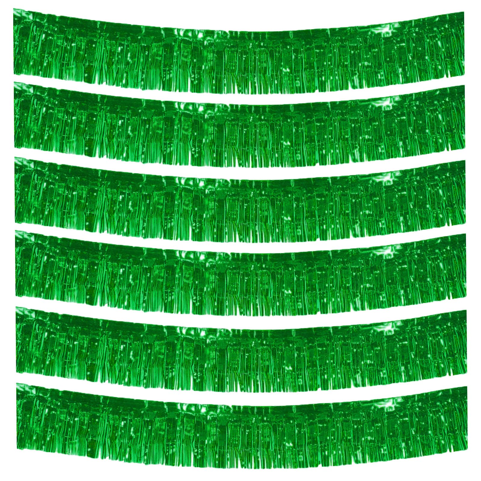 6 Packs 10 Feet Foil Fringe Garland Metallic Foil Tinsel Fringe Garland Wall Hanging Fringe Banner for Parade Floats, Wedding, Christmas，Birthday Party Halloween Decor (Green)