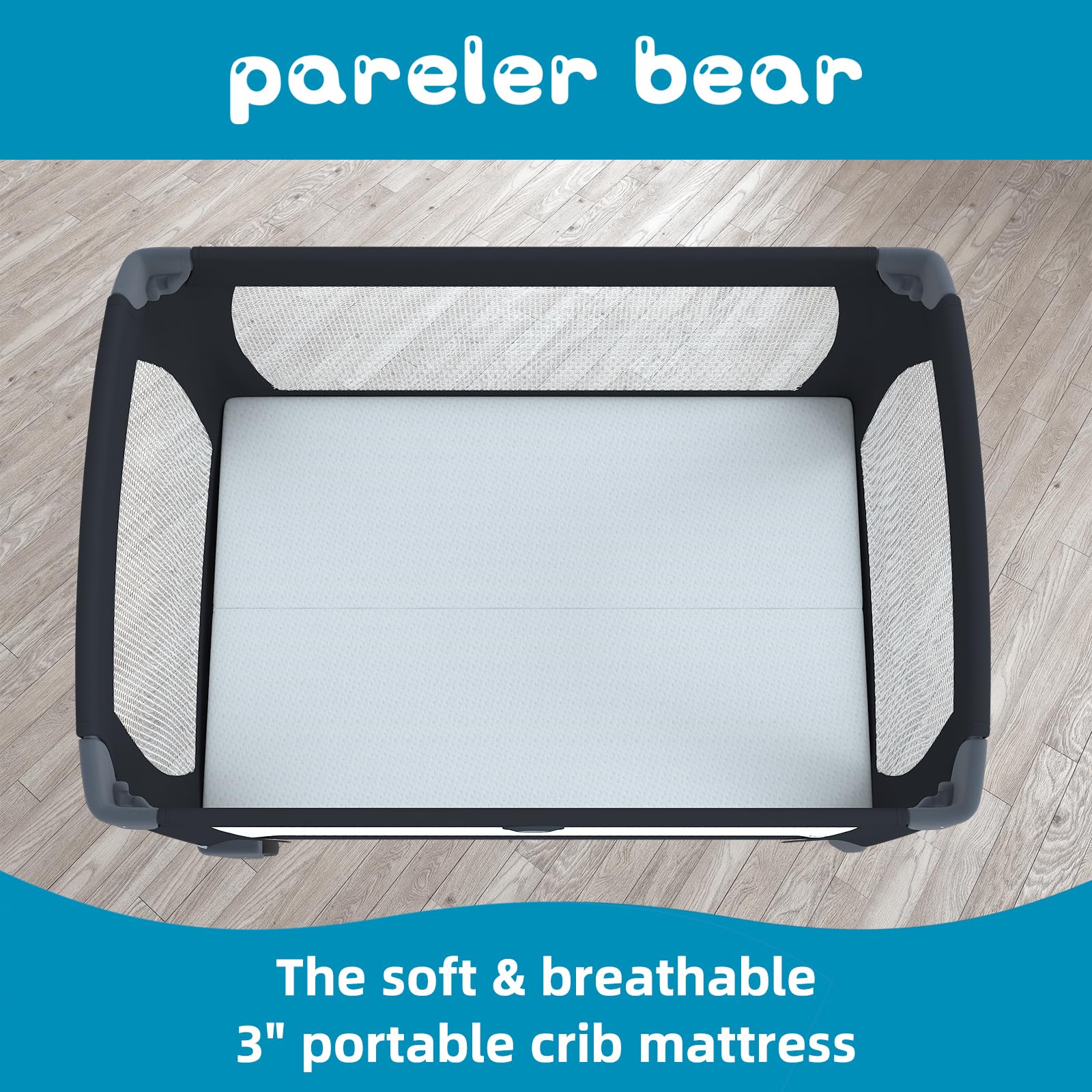 Foldable Pack N Play Mattress Topper, 38x26 White Breathable