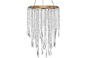 Acrylic Pendant Chandelier, Plastic Chandeliers with Beaded Hanging Lightshade