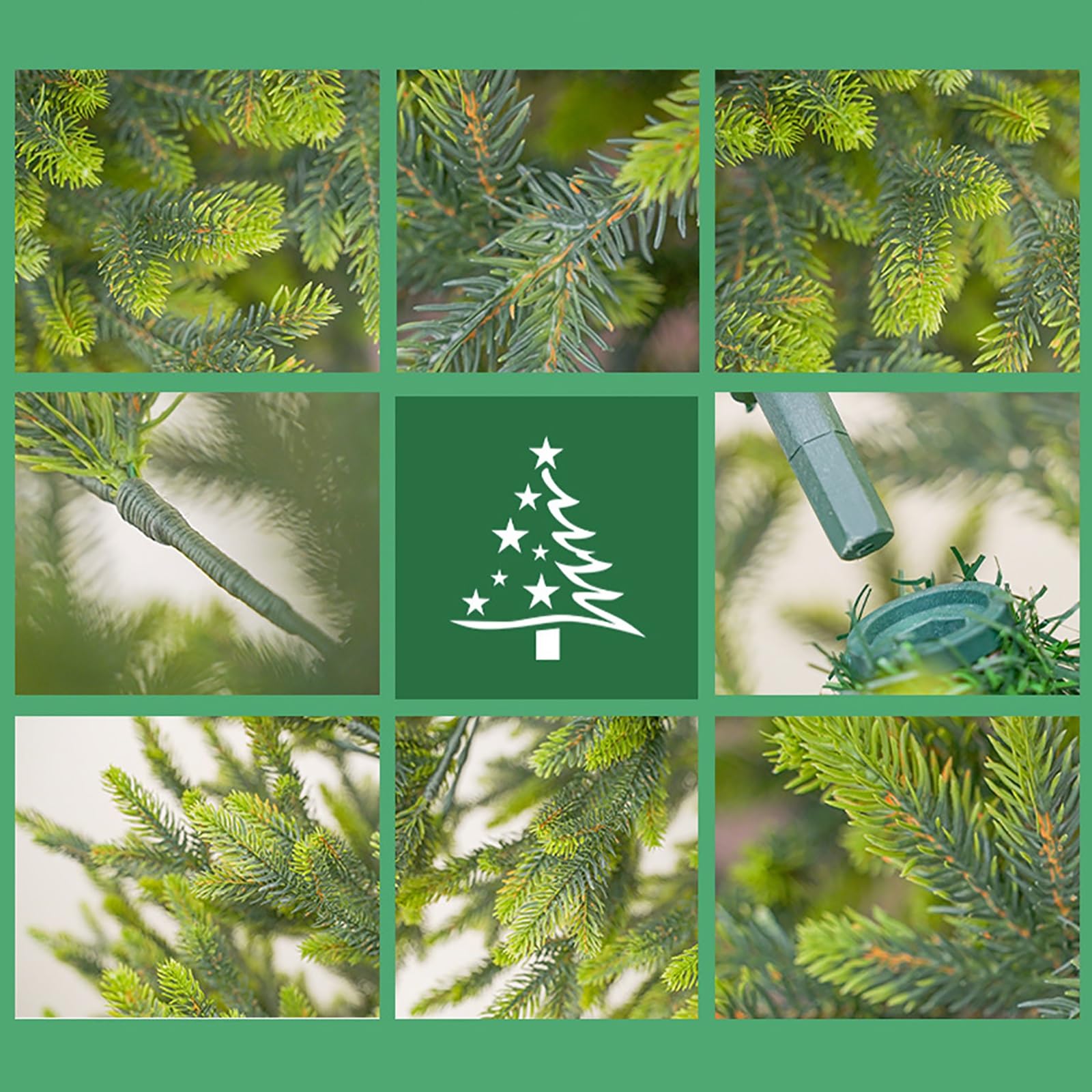 Árbol de Navidad Artificial de PVC Verde, Arboles de Navidad con Bisagras de Primera Calidad con Patas de Metal, para Decoración de Fiestas en el Hogar y la Oficina(180 cm/6 ft)