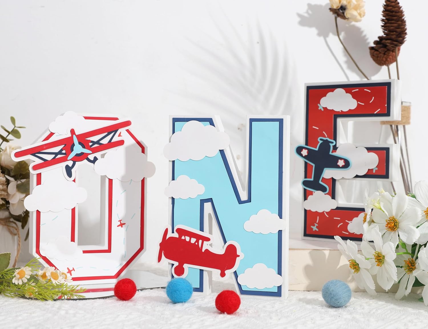 Airplane Wooden One Letter Sign -Time Flies Party Decorations, Airplane 3D Letters, Fighter Pilot Table Topper, For Anniversary Party Shower Table Sign, Vintage Airplane First Birthday