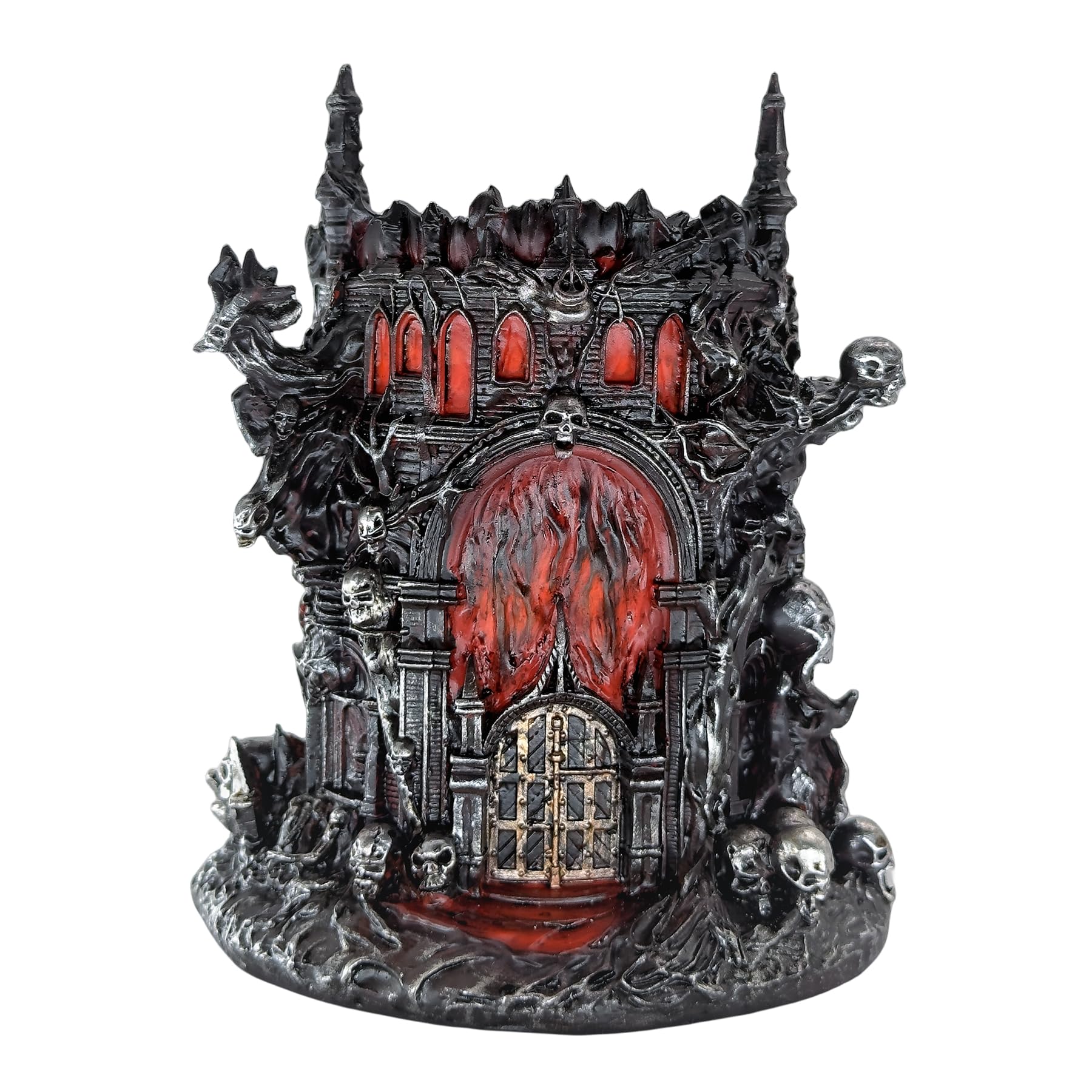 LOOYAR Dante's Inferno Resin Castle Pen Holder and Aquarium Décor - Medieval-Themed Desk Ornament