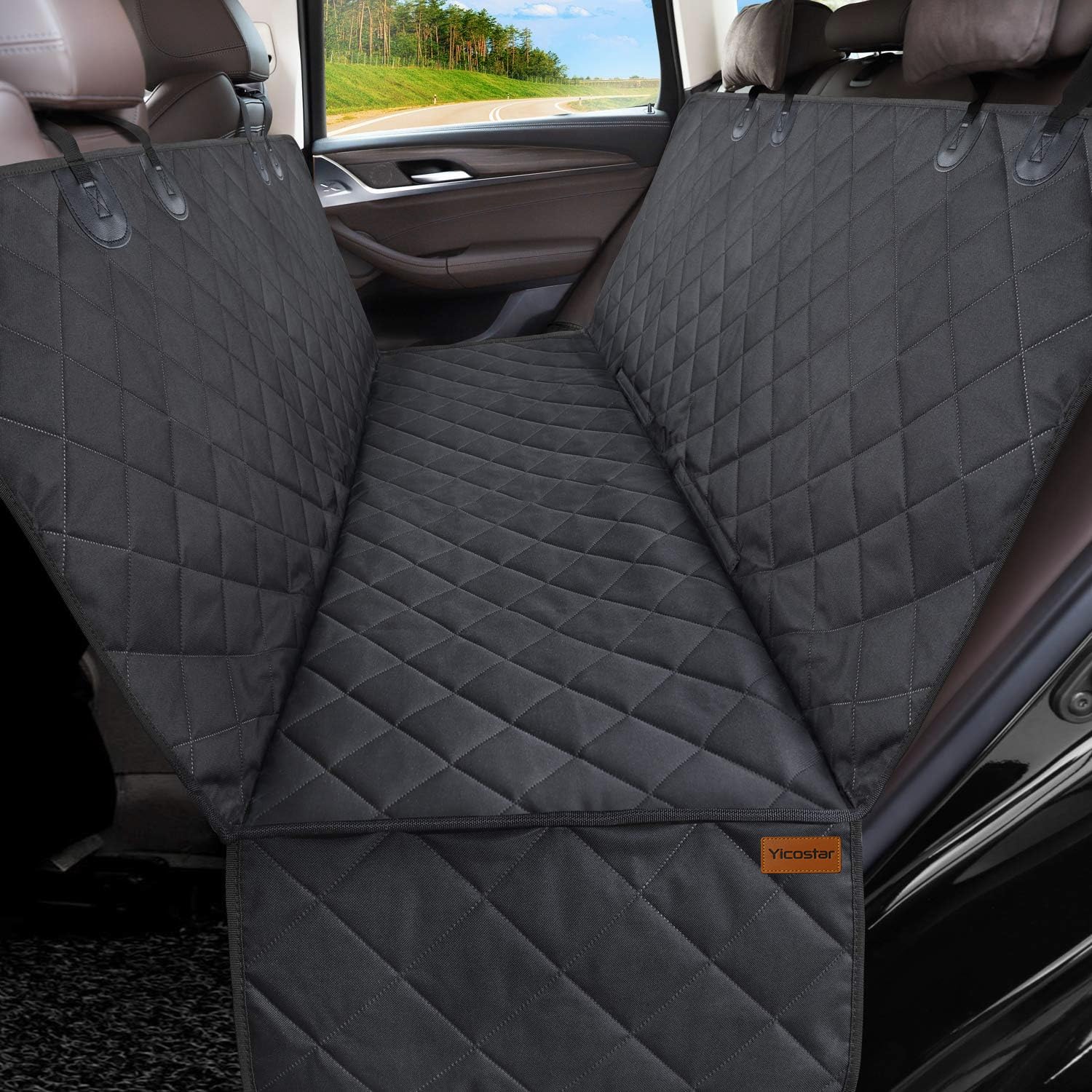 Yicostar Dog Car Seat Cover Waterproof Non-Slip Hammock Back Seat Cover Heavy Duty Pet Seat Covers for Cars Trucks and SUVs