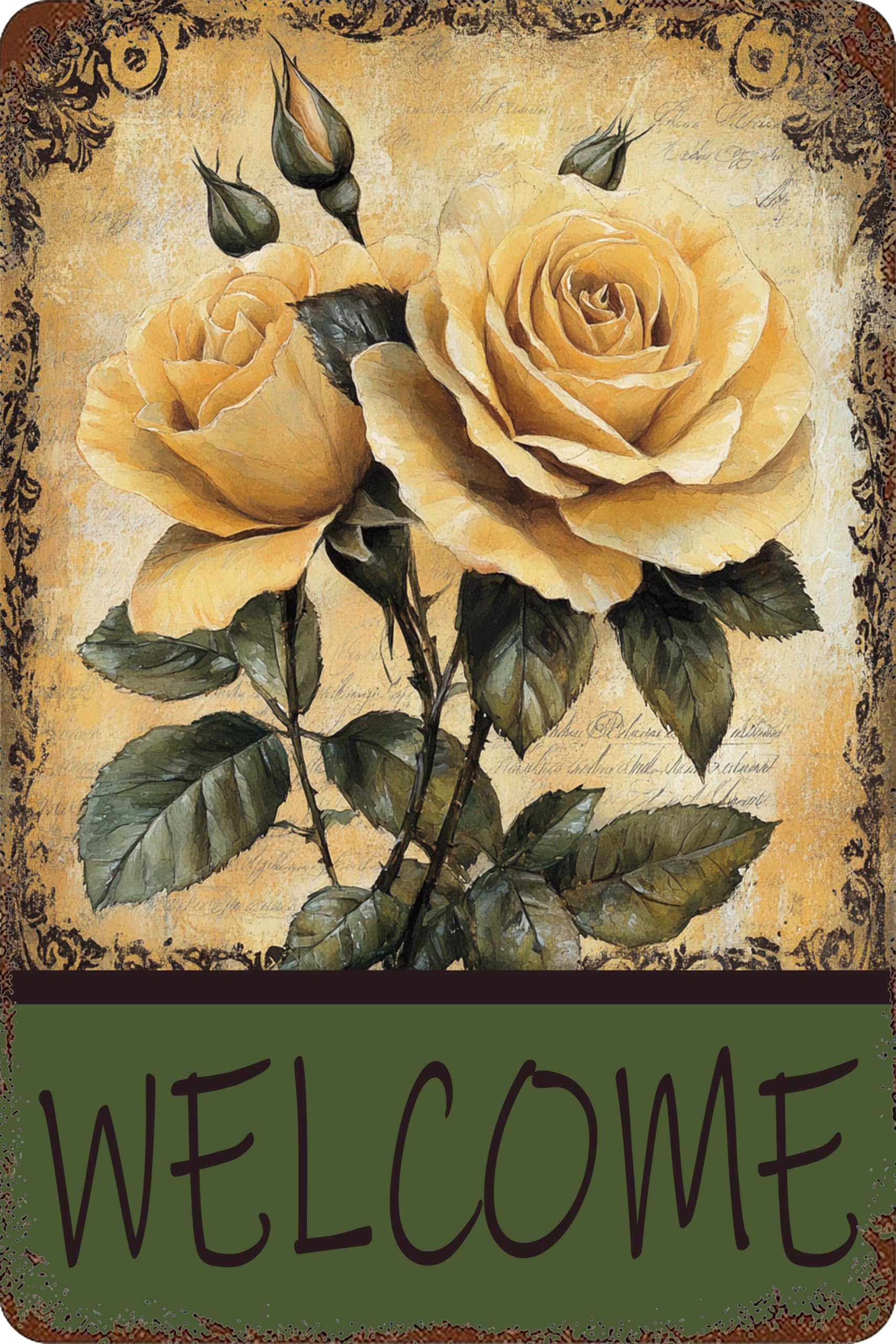 Kwqdozf As Pic Metal Sign Rose Tin Sign For Garden Farm Courtyard Decor 8X12 Inch